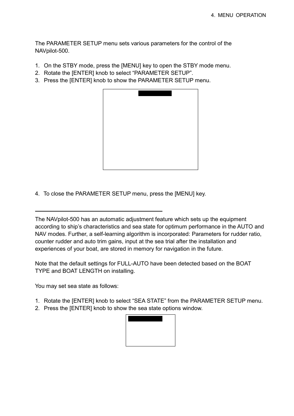 3 4.1.2 setting parameters | Furuno NAVpilot NAVpilot-500 User Manual | Page 40 / 73