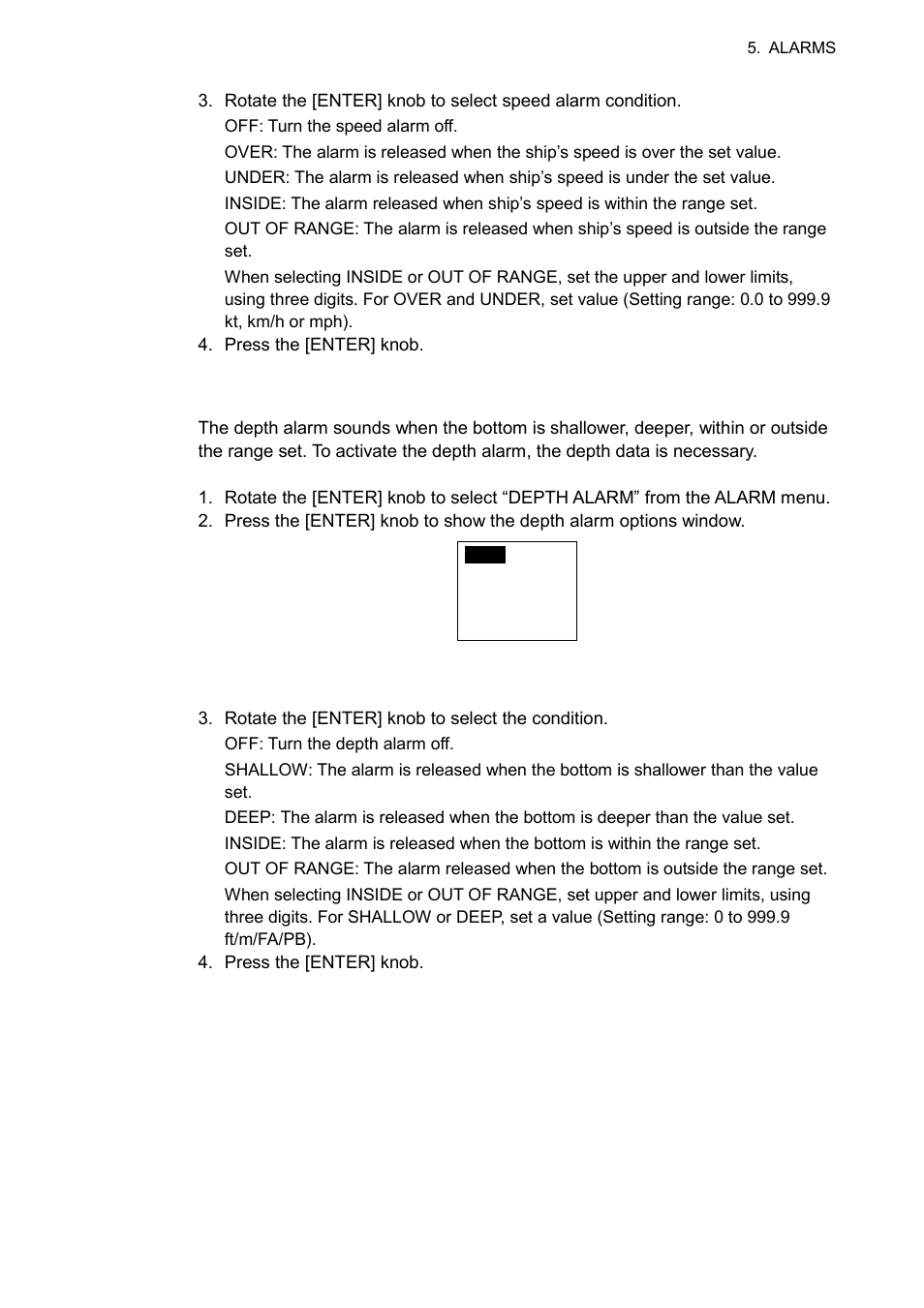 7 setting the depth alarm | Furuno NAVpilot NAVpilot-500 User Manual | Page 56 / 73