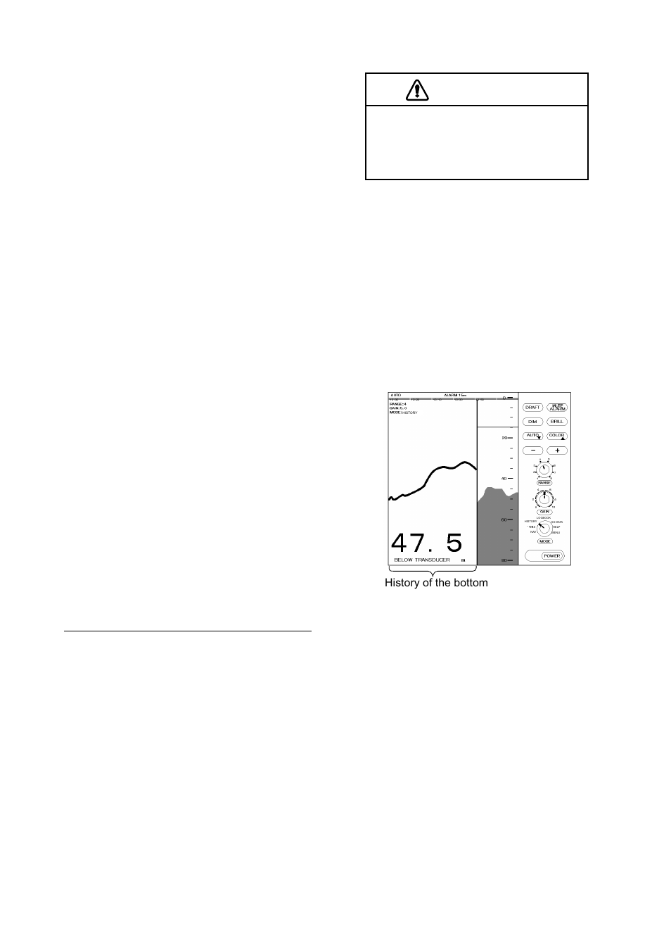 6 display mode, Caution, 1 nav mode | 2 dbs mode, 3 history mode | Furuno FE-700 User Manual | Page 14 / 44