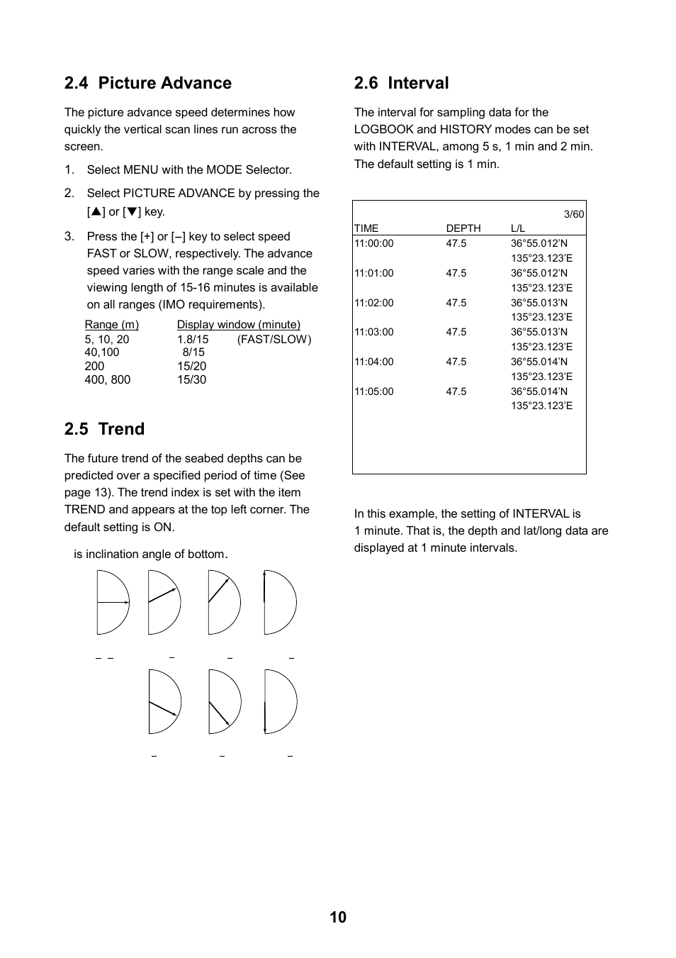 4 picture advance, 5 trend, 6 interval | Furuno FE-700 User Manual | Page 20 / 44