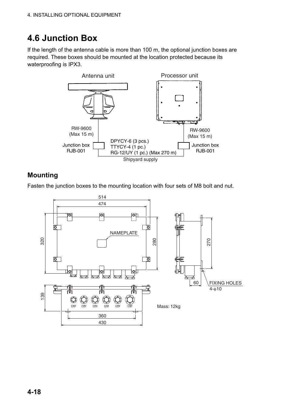 6 junction box, Mounting | Furuno FAR-2827 User Manual | Page 78 / 135