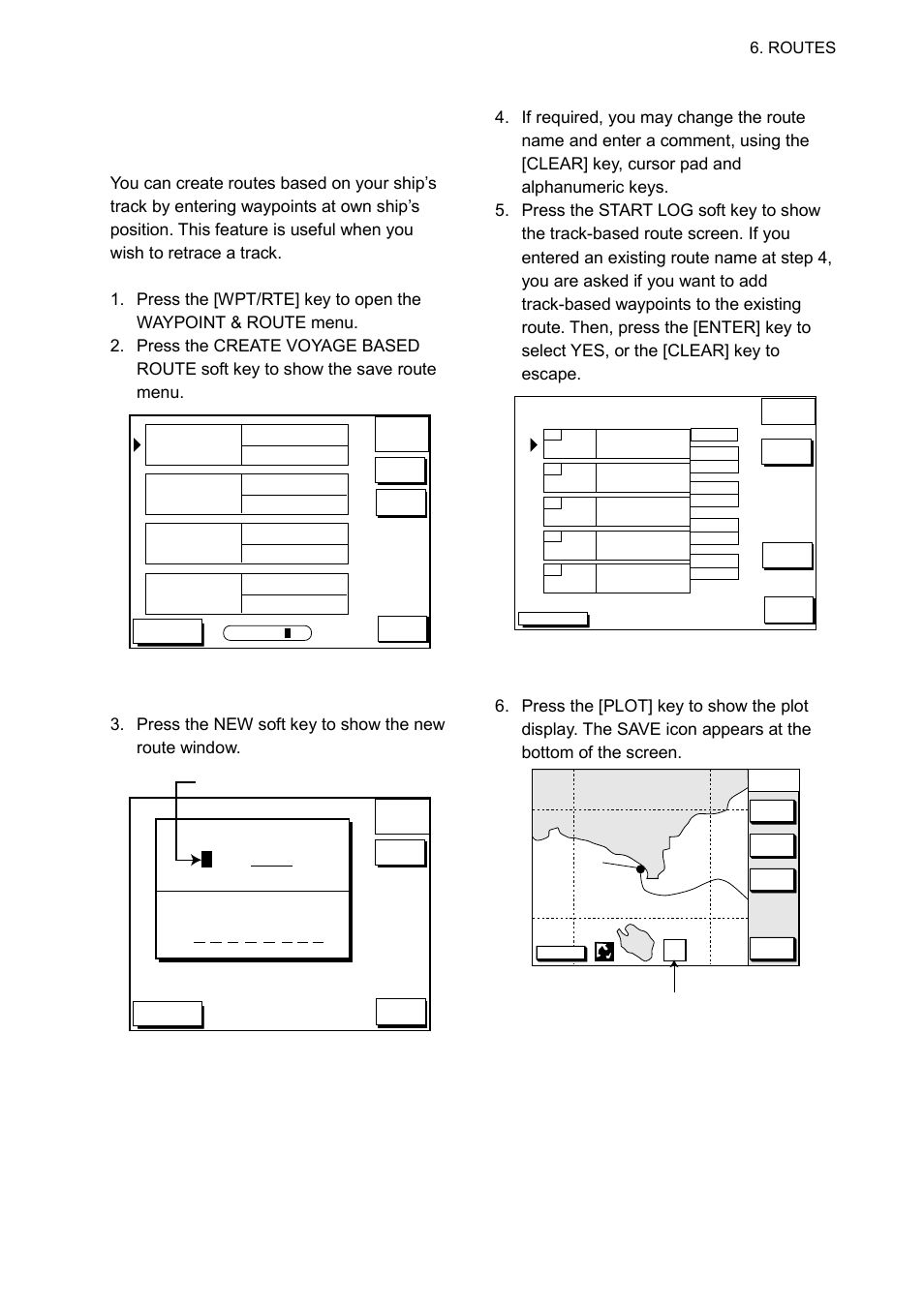 4 creating track-based routes, Fish01, Hpt001 | Abcdef, Bridge, Save icon appearance on the plotter display | Furuno GP-1850WD User Manual | Page 45 / 98