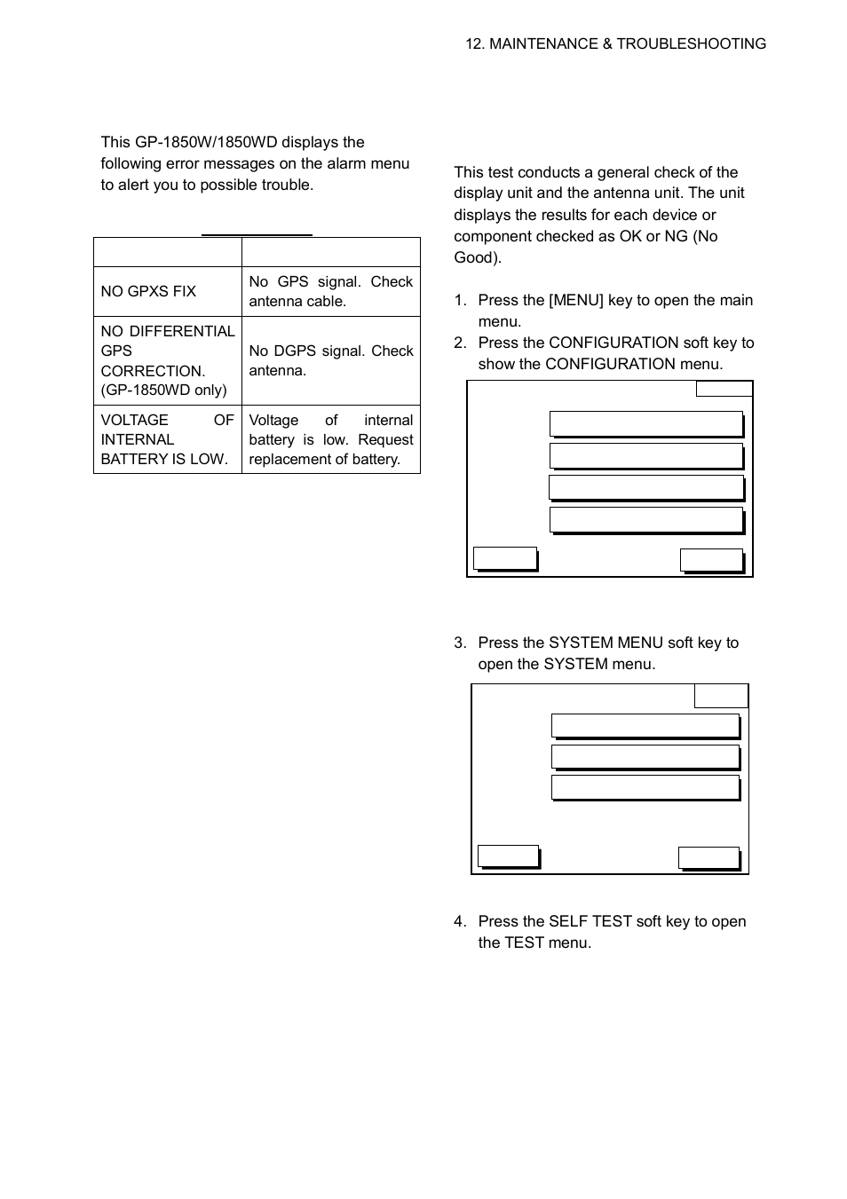 4 error messages, 5 diagnostic tests | Furuno GP-1850WD User Manual | Page 83 / 98