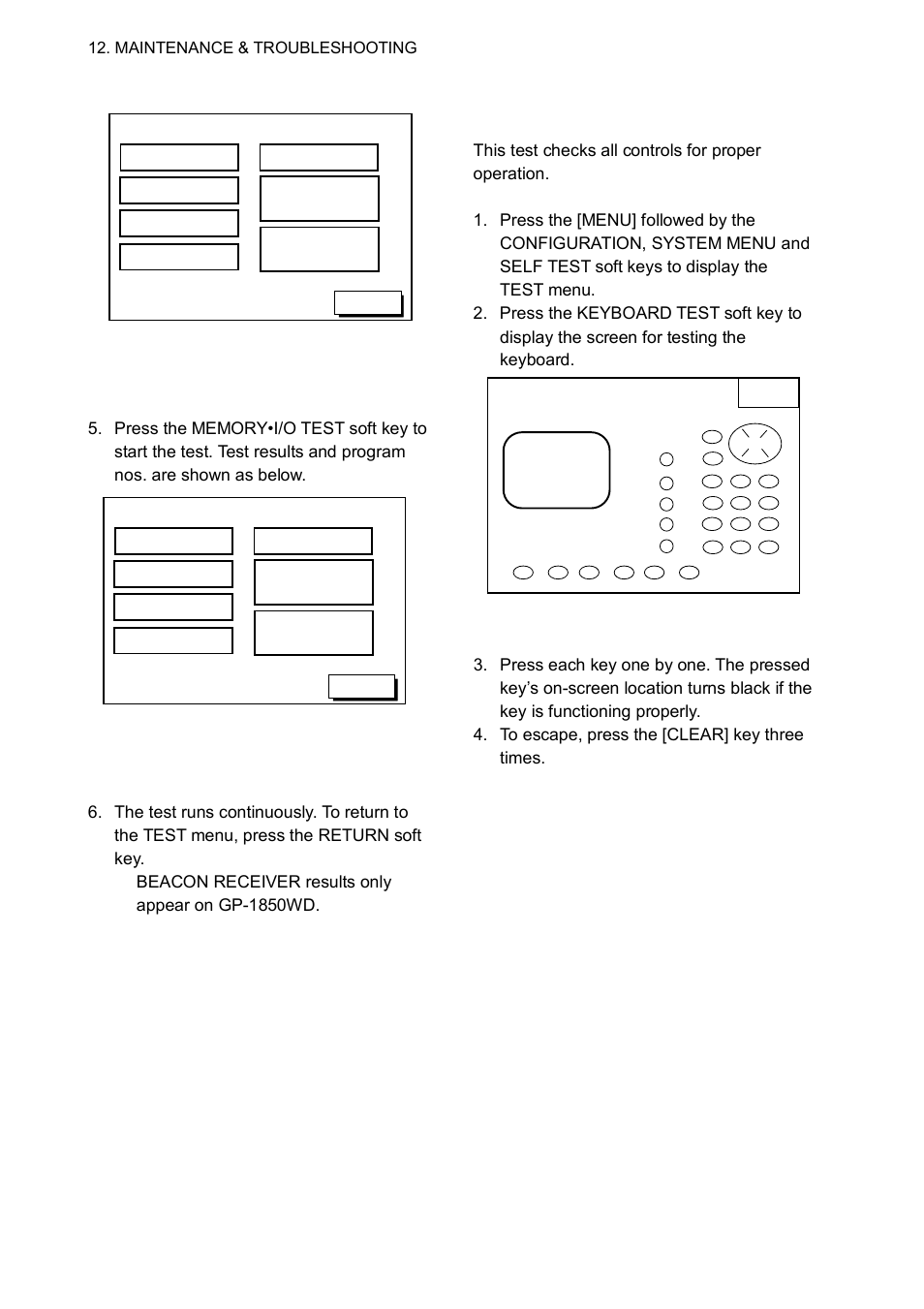 Keyboard test | Furuno GP-1850WD User Manual | Page 84 / 98
