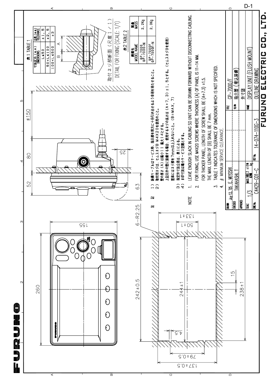 Outline drawing | Furuno GP-7000 User Manual | Page 22 / 28