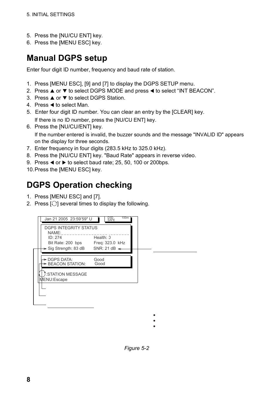 Manual dgps setup, Dgps operation checking | Furuno GP-90 User Manual | Page 10 / 36