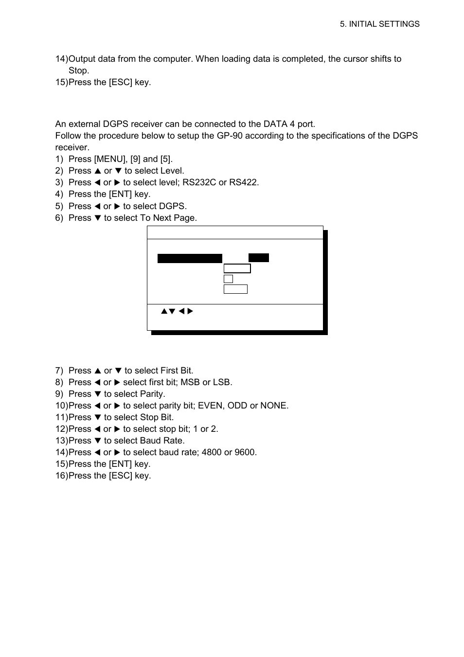 Setting data 4 to dgps | Furuno GP-90 User Manual | Page 19 / 36