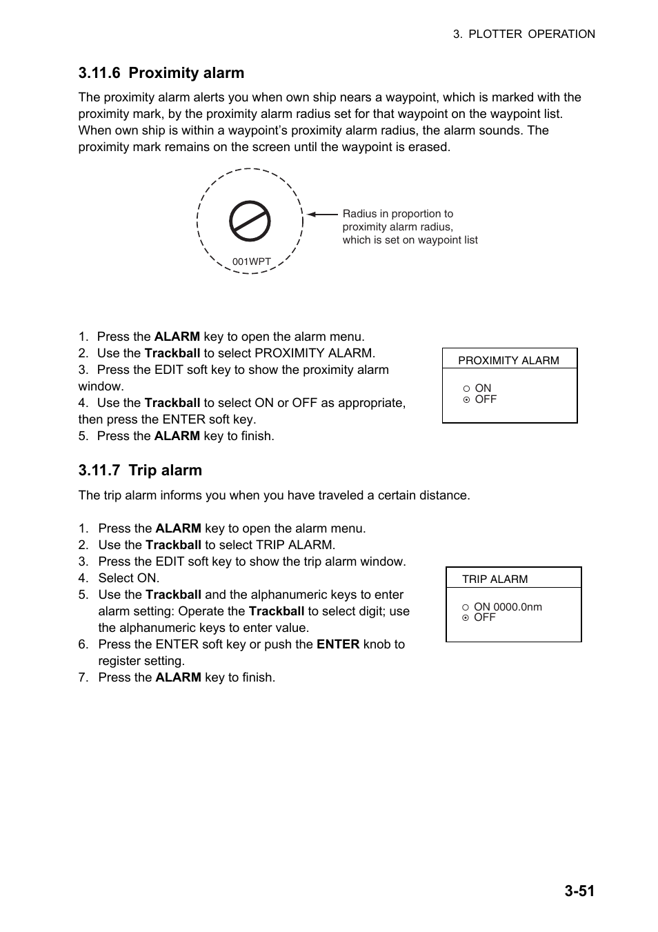 6 proximity alarm, 7 trip alarm | Furuno NAVNET GD-1920C User Manual | Page 116 / 239