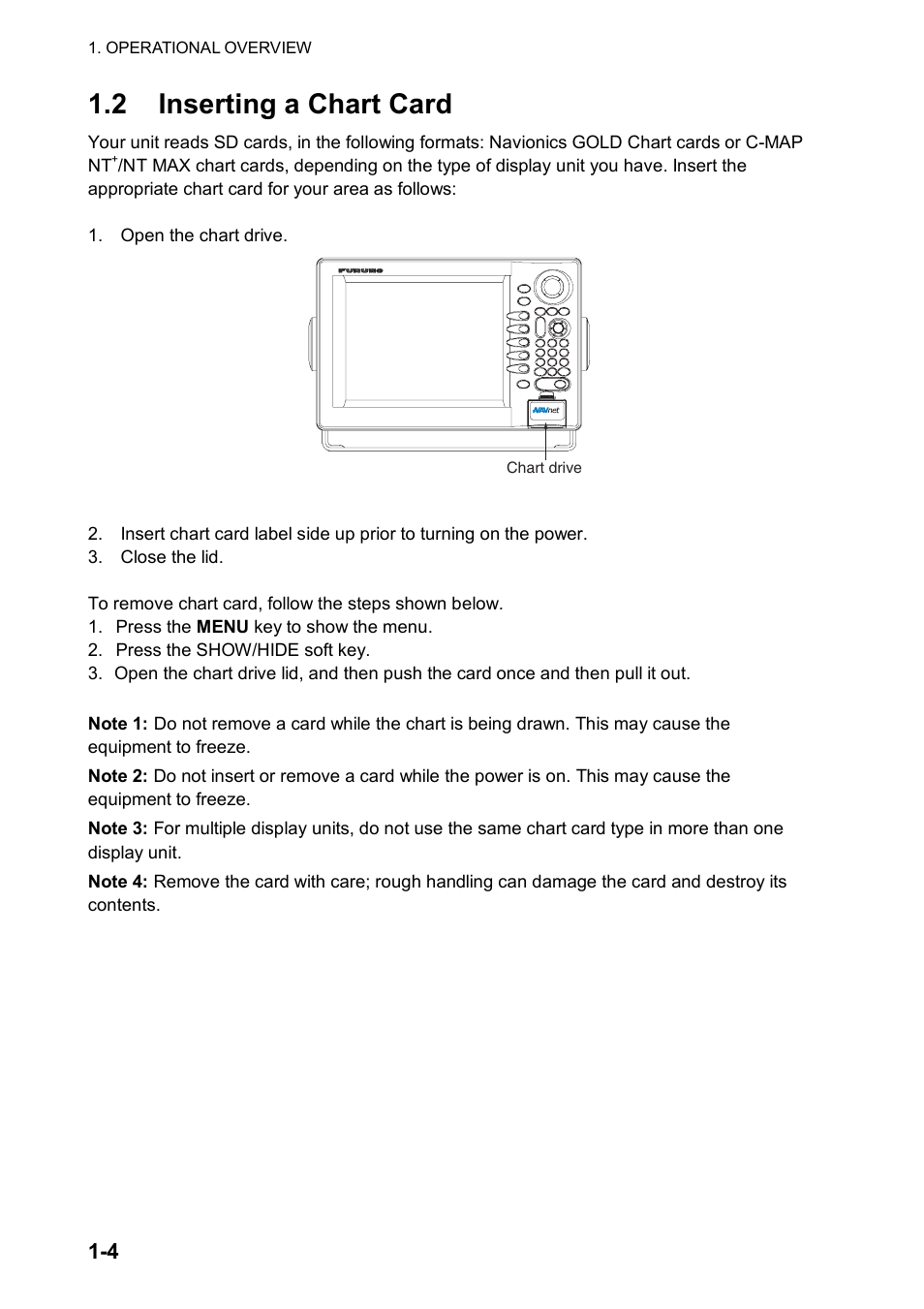 2 inserting a chart card | Furuno NAVNET GD-1920C User Manual | Page 15 / 239