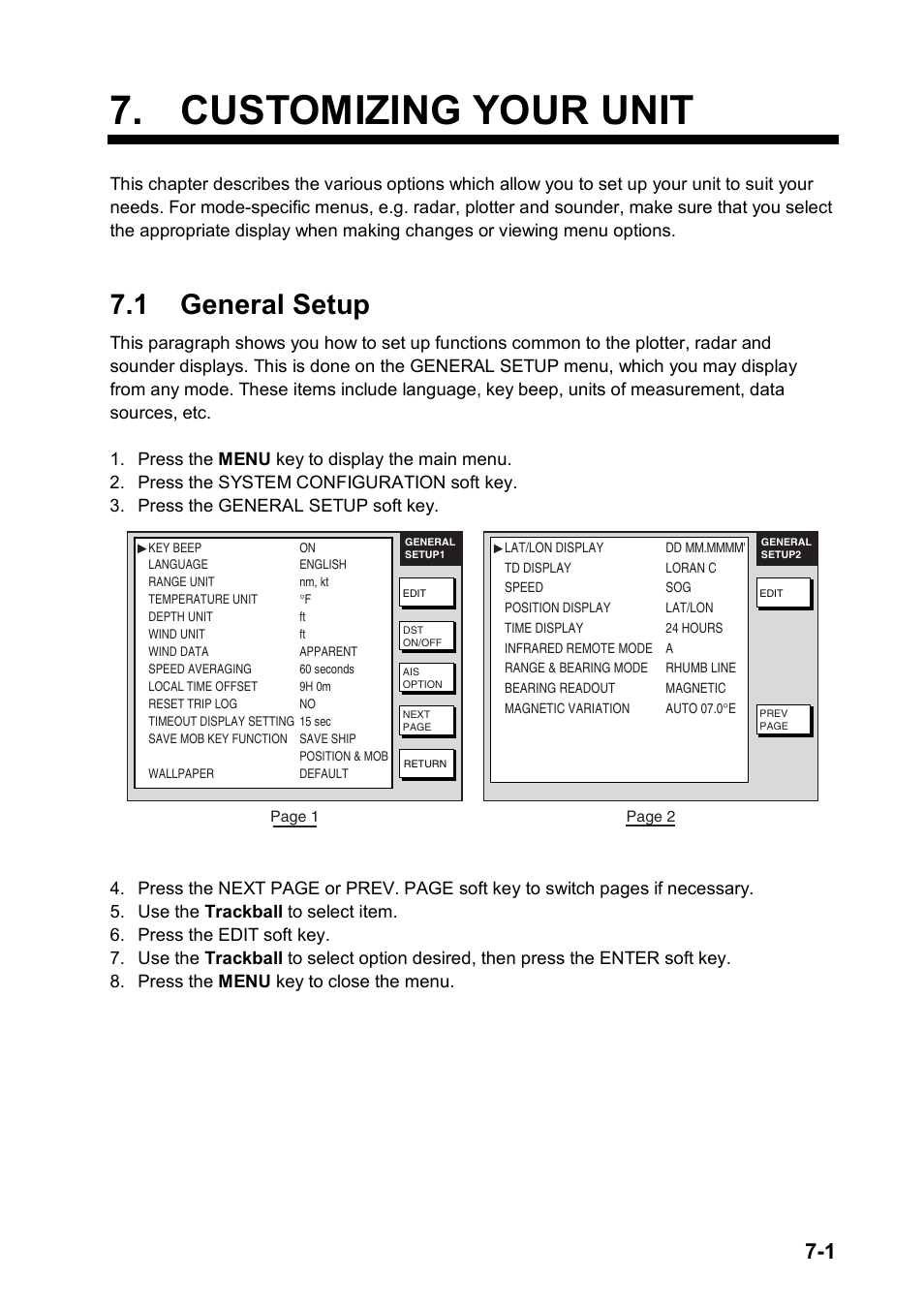 Customizing your unit, 1 general setup | Furuno NAVNET GD-1920C User Manual | Page 162 / 239