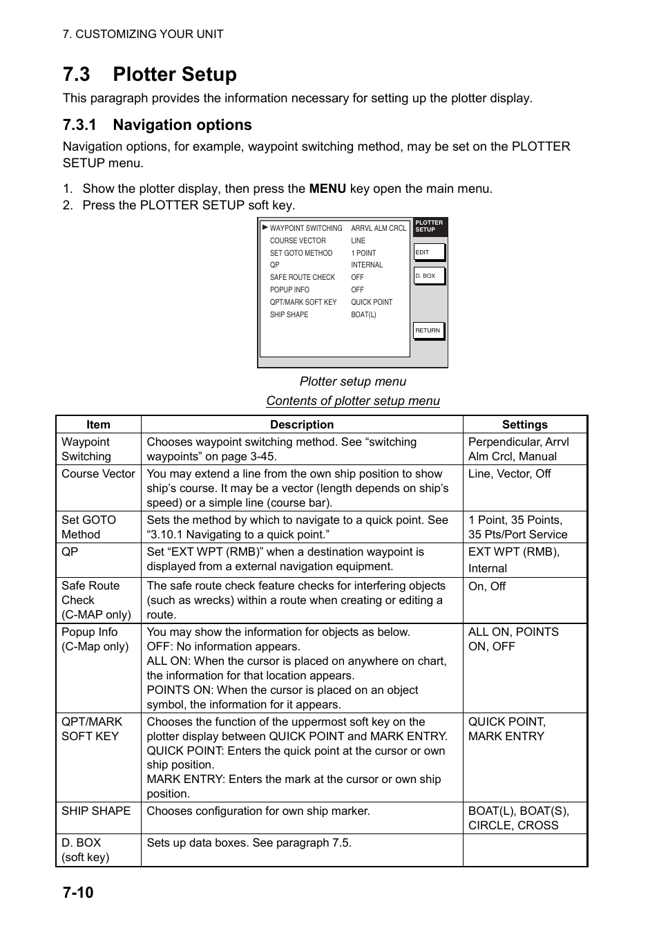 3 plotter setup, 1 navigation options | Furuno NAVNET GD-1920C User Manual | Page 171 / 239