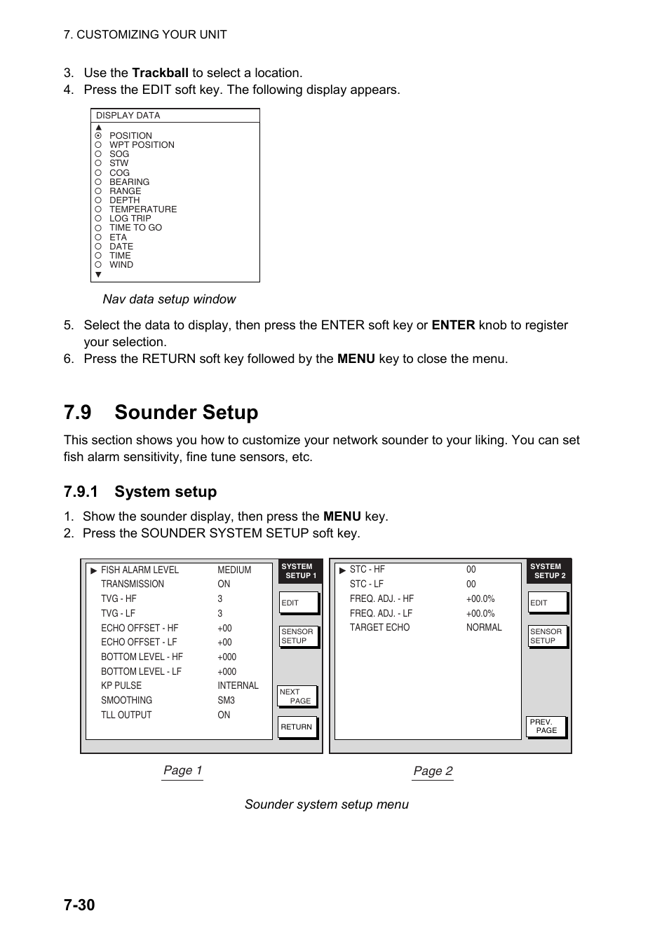9 sounder setup, 1 system setup, Sounder system setup menu | Furuno NAVNET GD-1920C User Manual | Page 191 / 239
