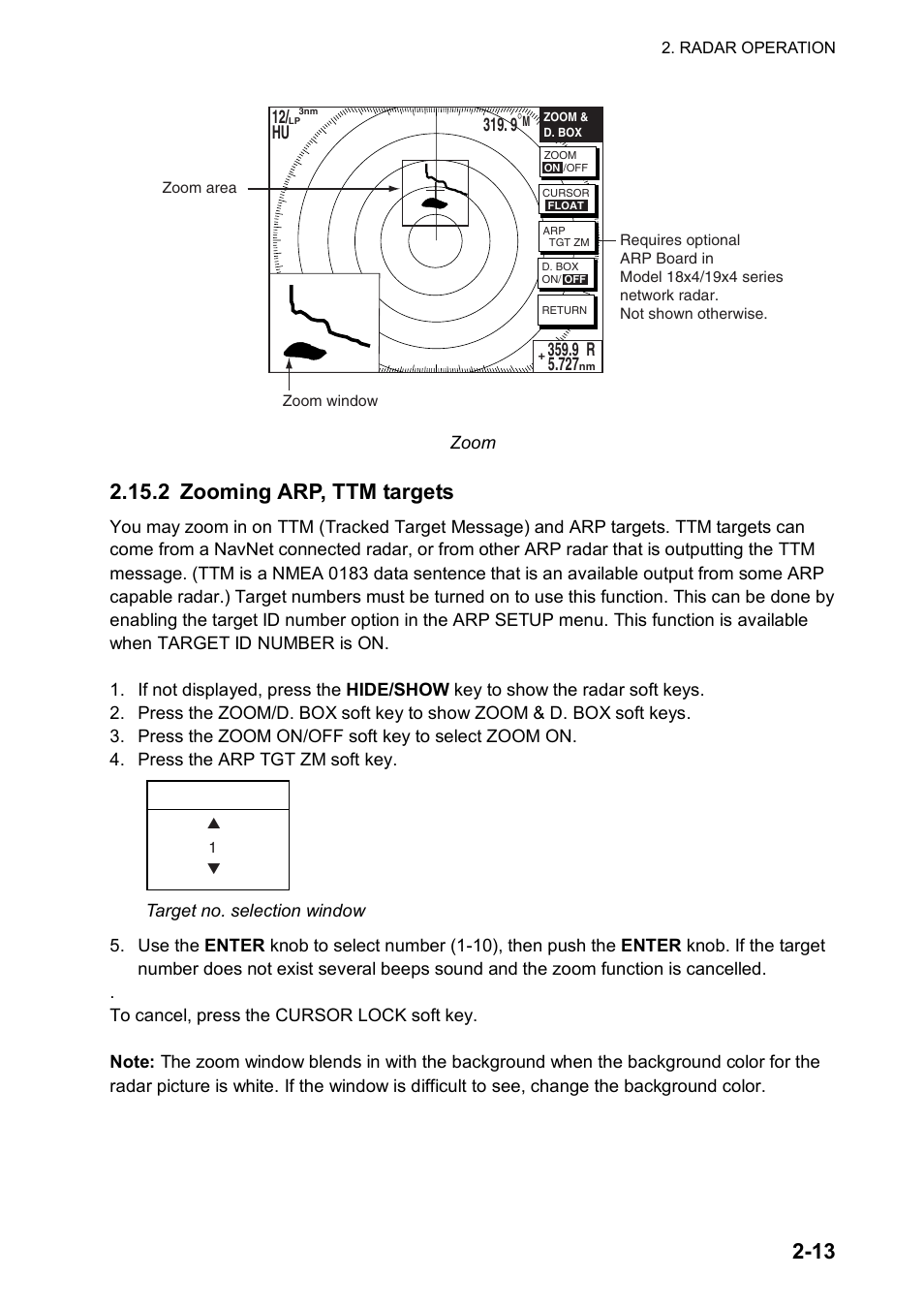 2 zooming arp, ttm targets | Furuno NAVNET GD-1920C User Manual | Page 42 / 239