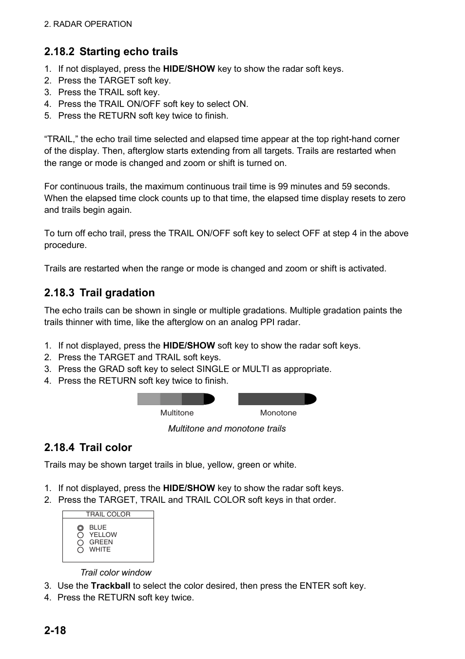 3 trail gradation, 4 trail color | Furuno NAVNET GD-1920C User Manual | Page 47 / 239