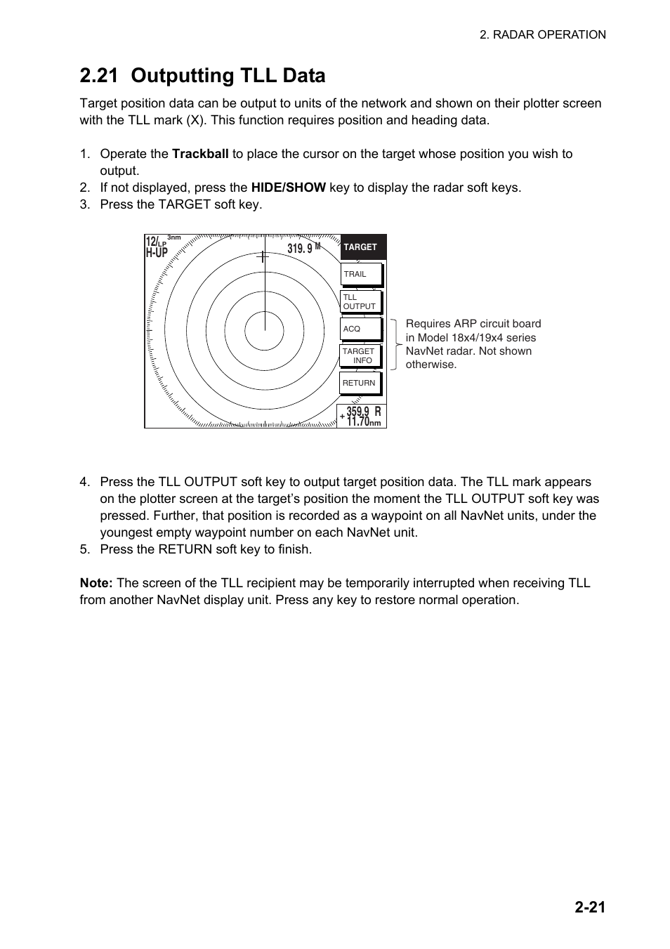 21 outputting tll data | Furuno NAVNET GD-1920C User Manual | Page 50 / 239