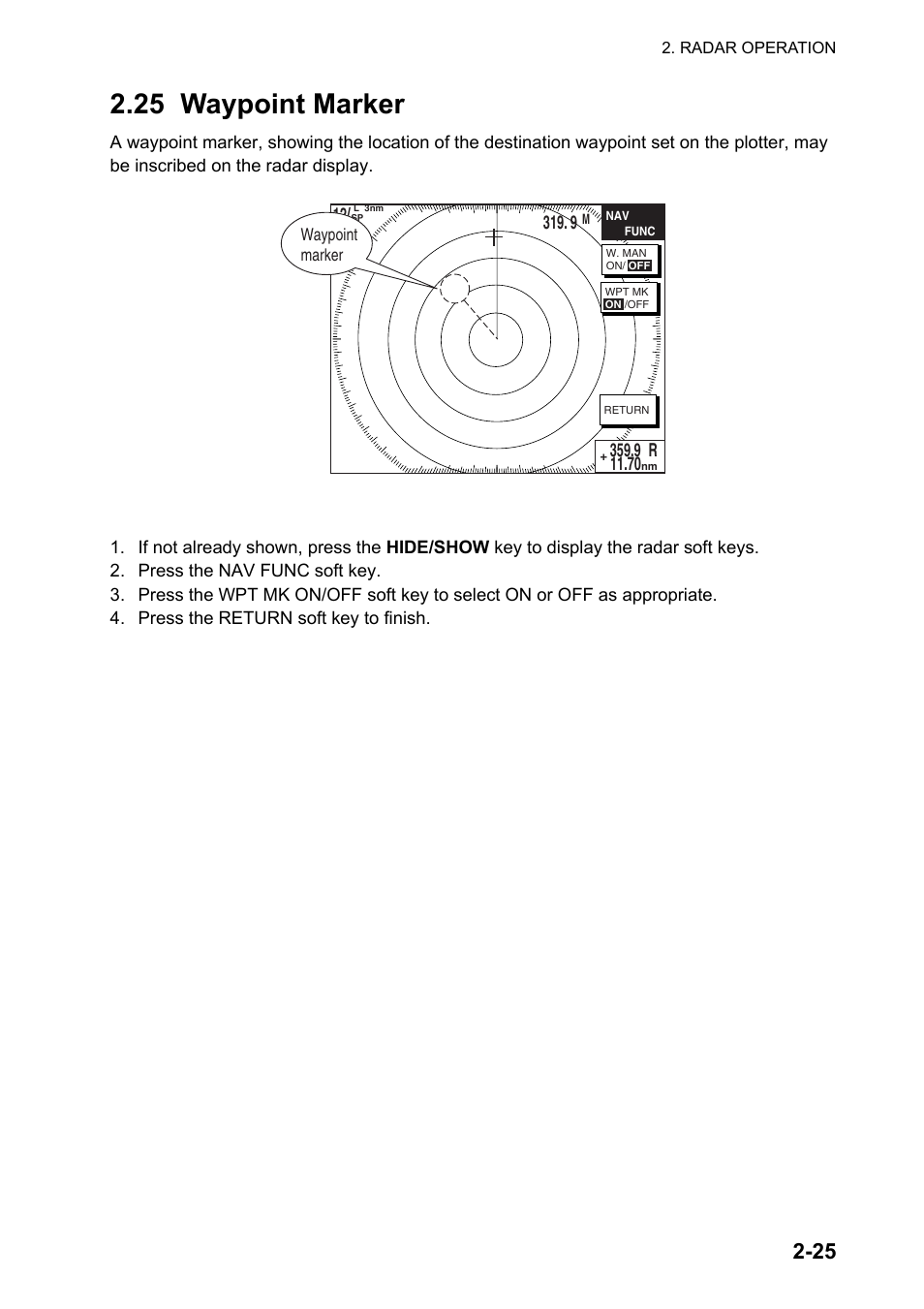 25 waypoint marker | Furuno NAVNET GD-1920C User Manual | Page 54 / 239