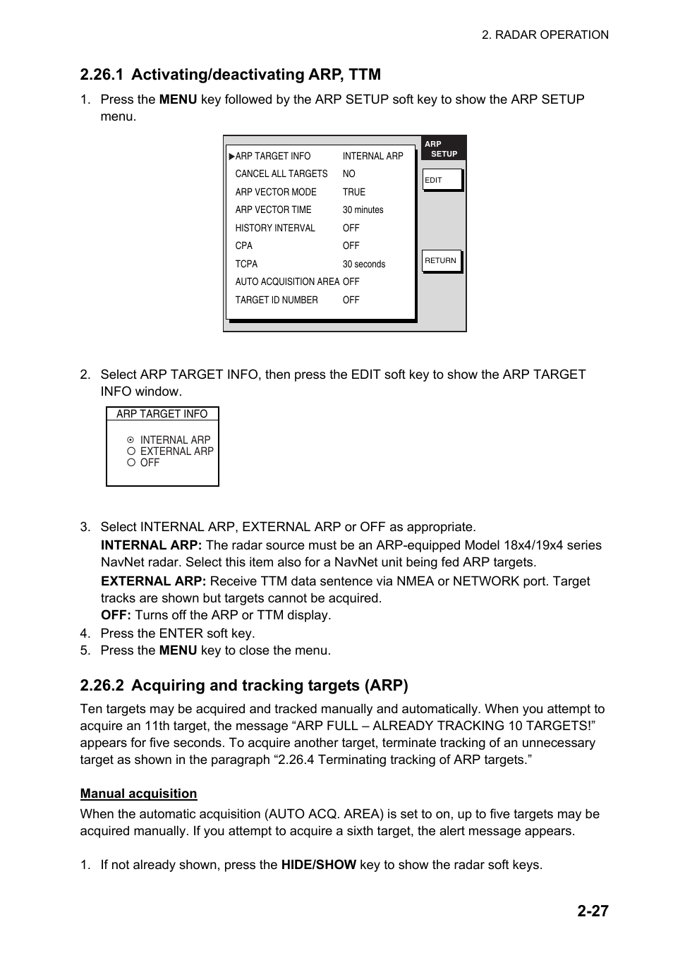 2 acquiring and tracking targets (arp) | Furuno NAVNET GD-1920C User Manual | Page 56 / 239