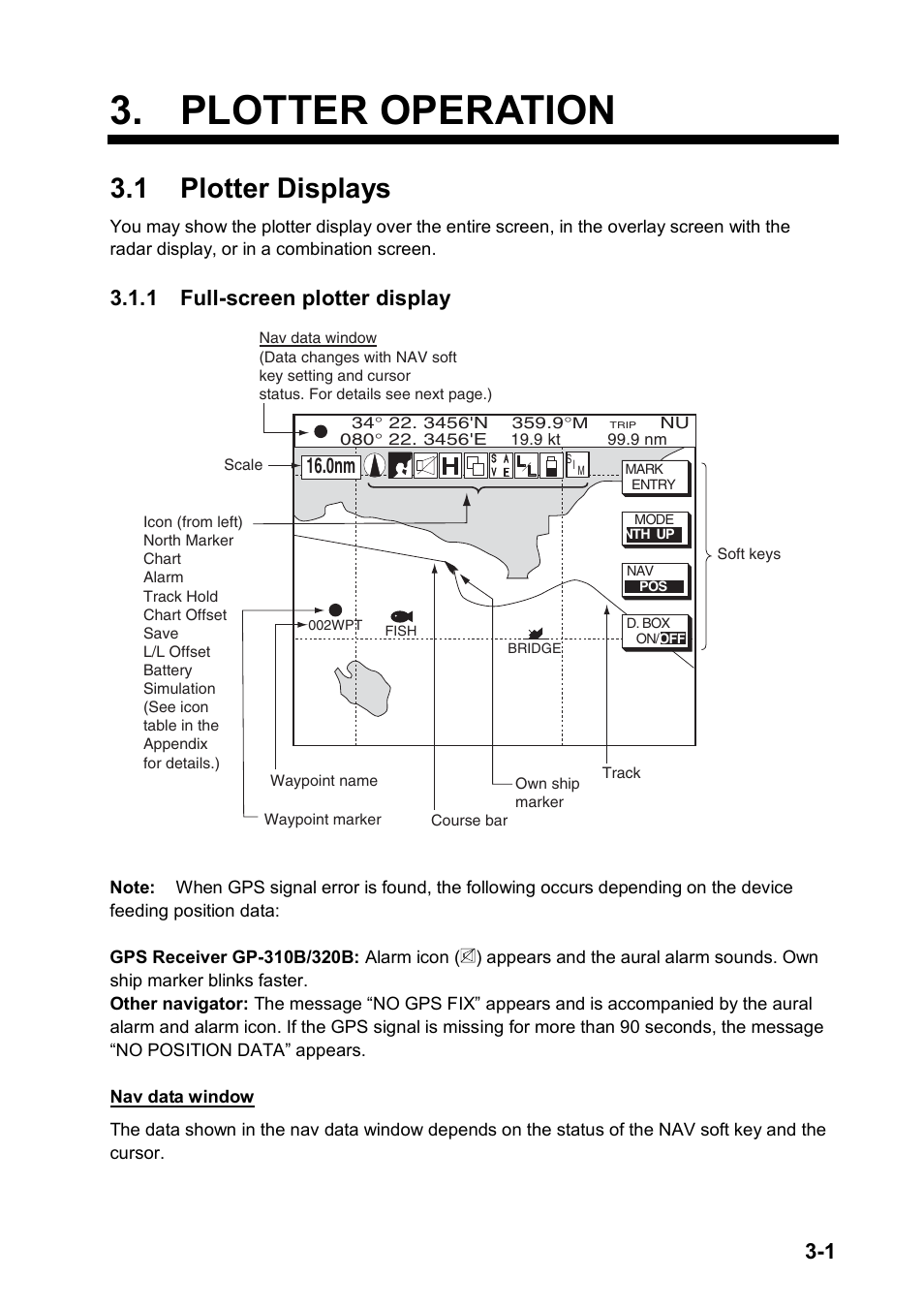 Plotter operation, 1 plotter displays, 1 full-screen plotter display | Furuno NAVNET GD-1920C User Manual | Page 66 / 239