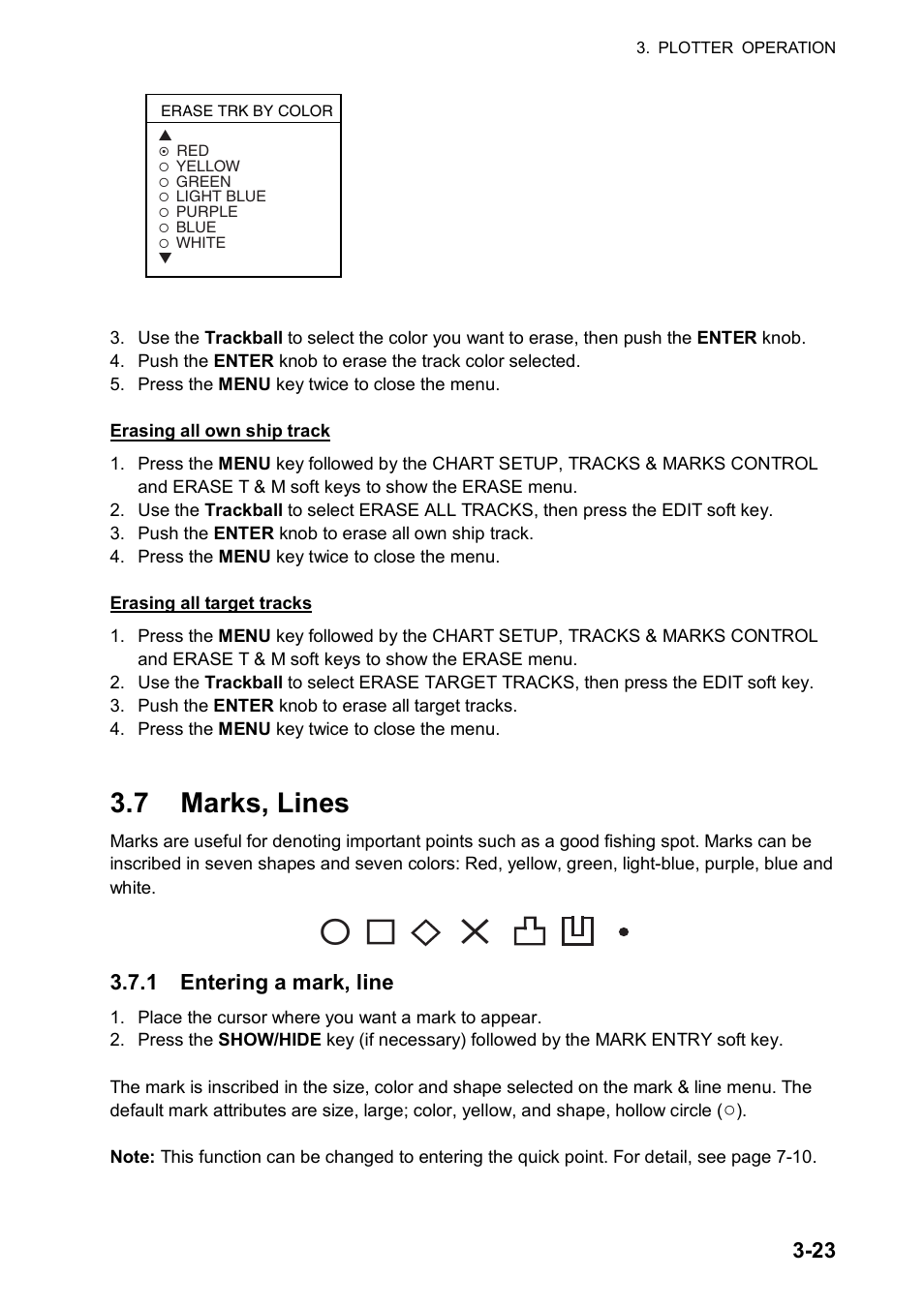 7 marks, lines, 1 entering a mark, line | Furuno NAVNET GD-1920C User Manual | Page 88 / 239
