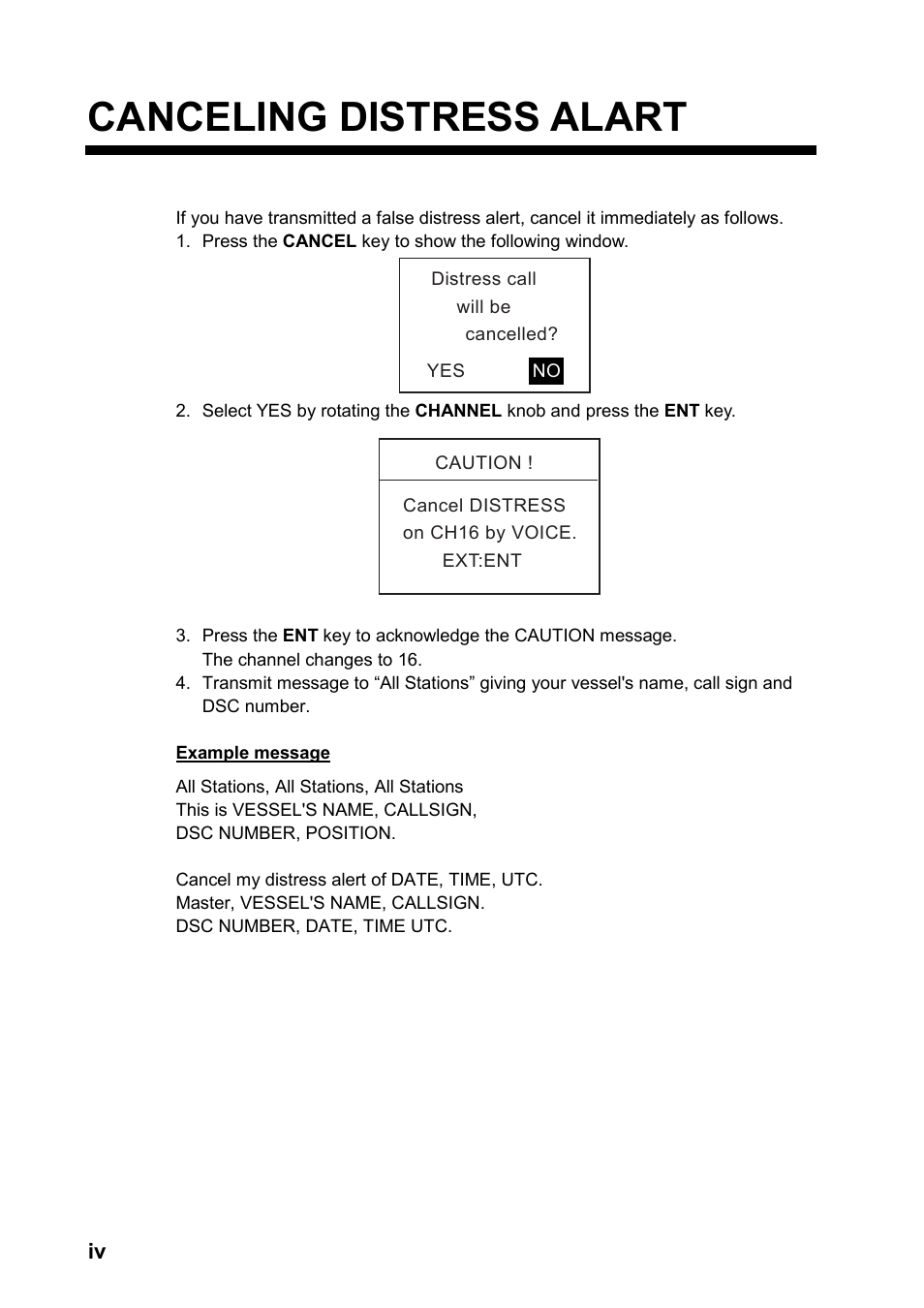 Canceling distress alart | Furuno FM-8800D User Manual | Page 6 / 137