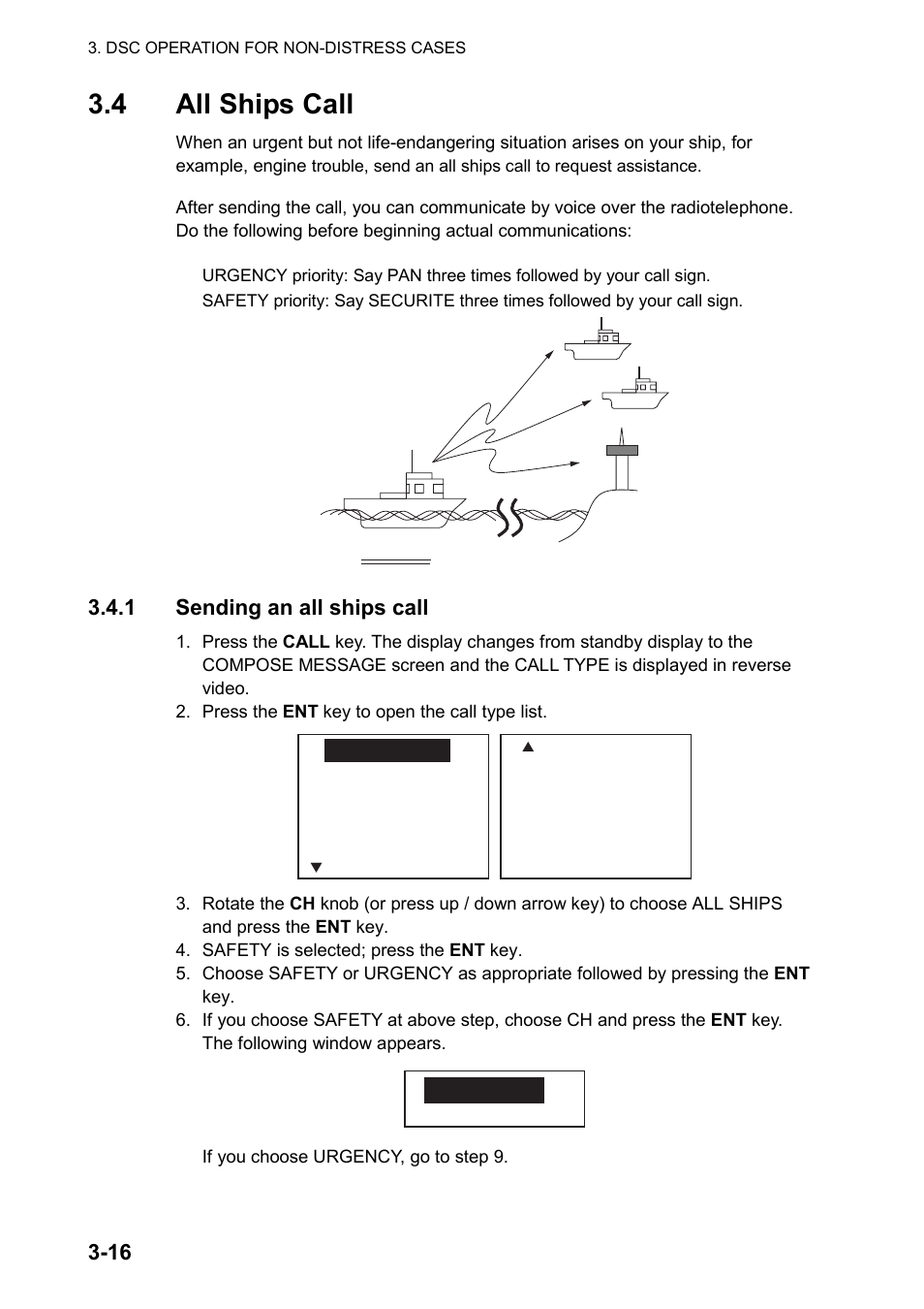 4 all ships call, 1 sending an all ships call | Furuno FM-8800D User Manual | Page 62 / 137