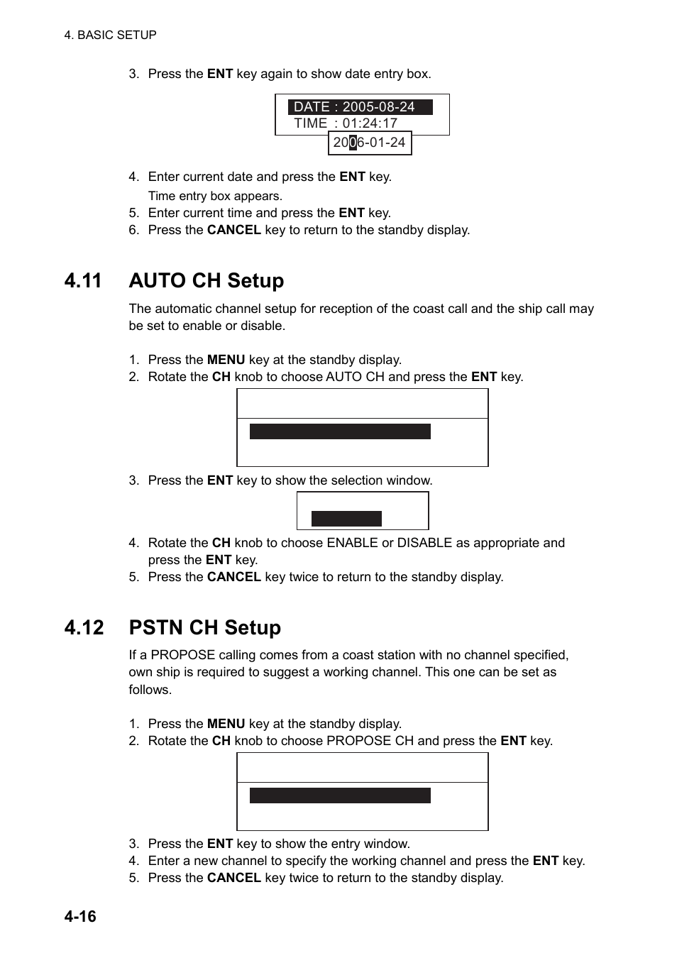 11 auto ch setup, 12 propose ch setup, 12 pstn ch setup | Furuno FM-8800D User Manual | Page 92 / 137