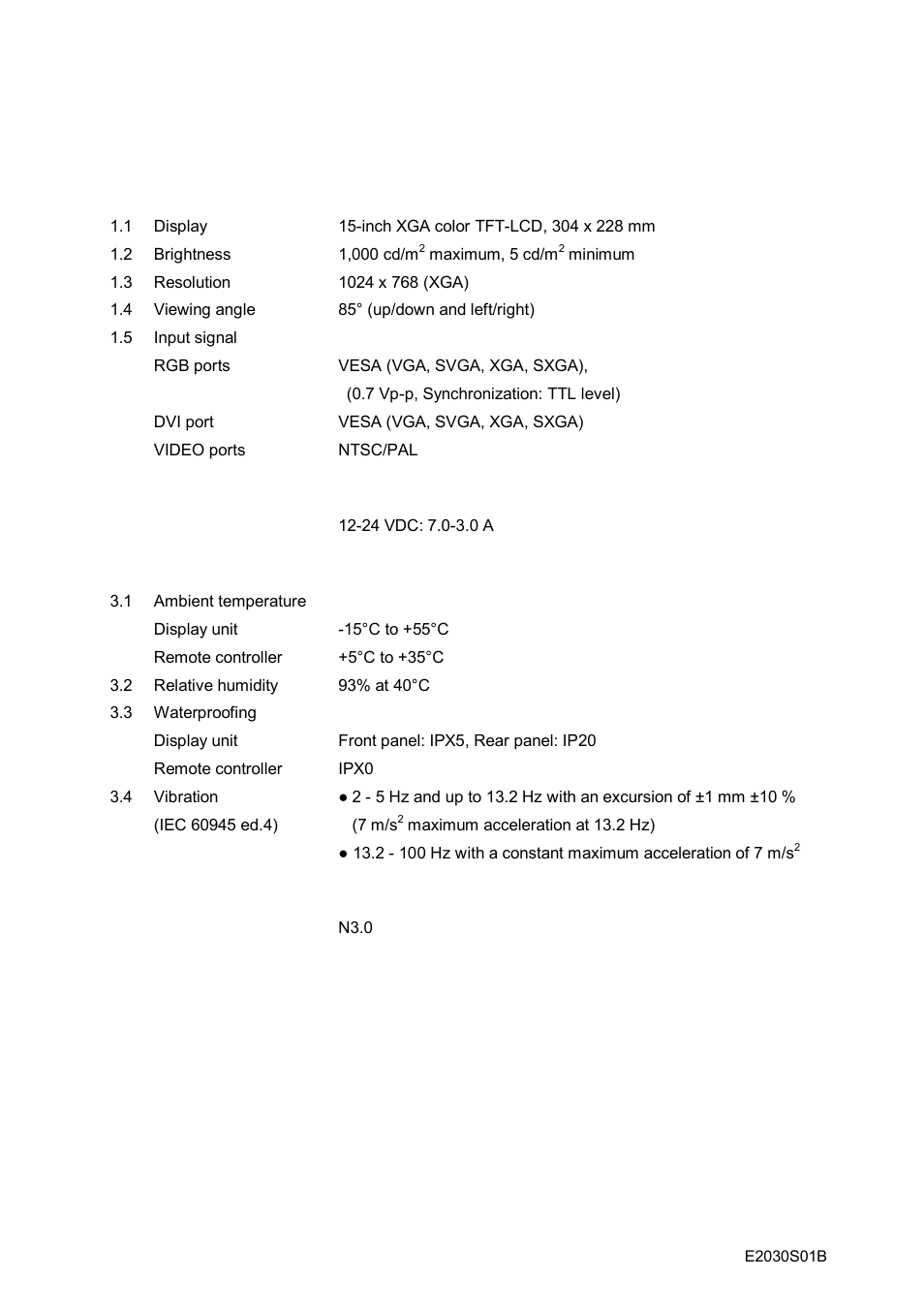 Specifications | Furuno LCD DISPLAY MU-155C User Manual | Page 28 / 36