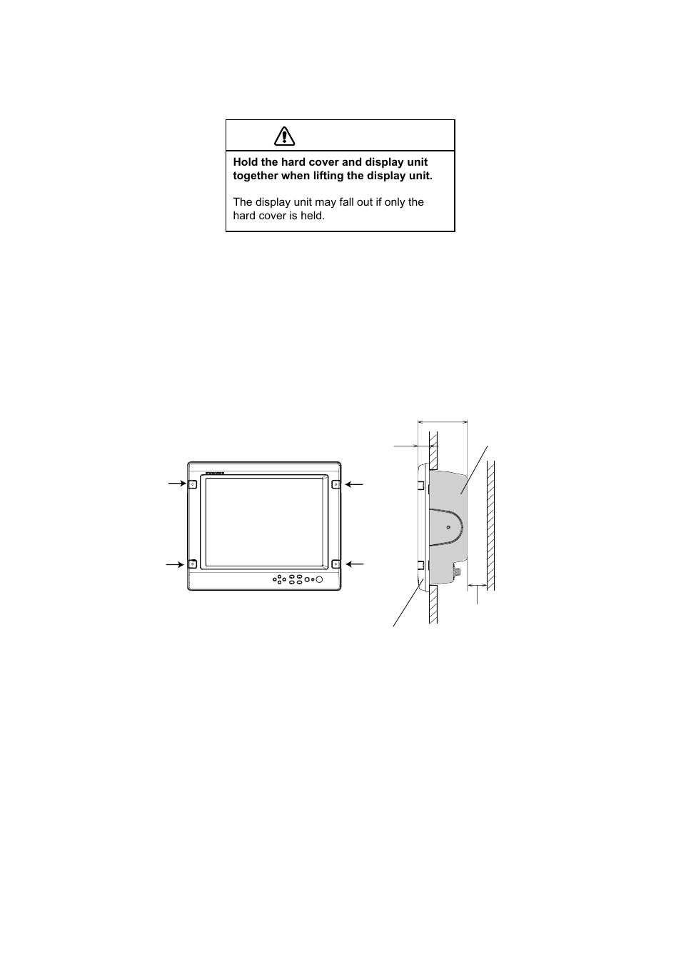 Caution, 2 flush mounting | Furuno LCD DISPLAY MU-155C User Manual | Page 9 / 36