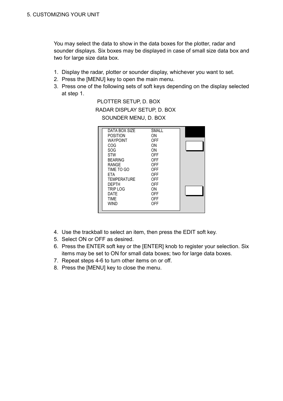 5 data boxes setup | Furuno NAVNET 1823C User Manual | Page 192 / 260