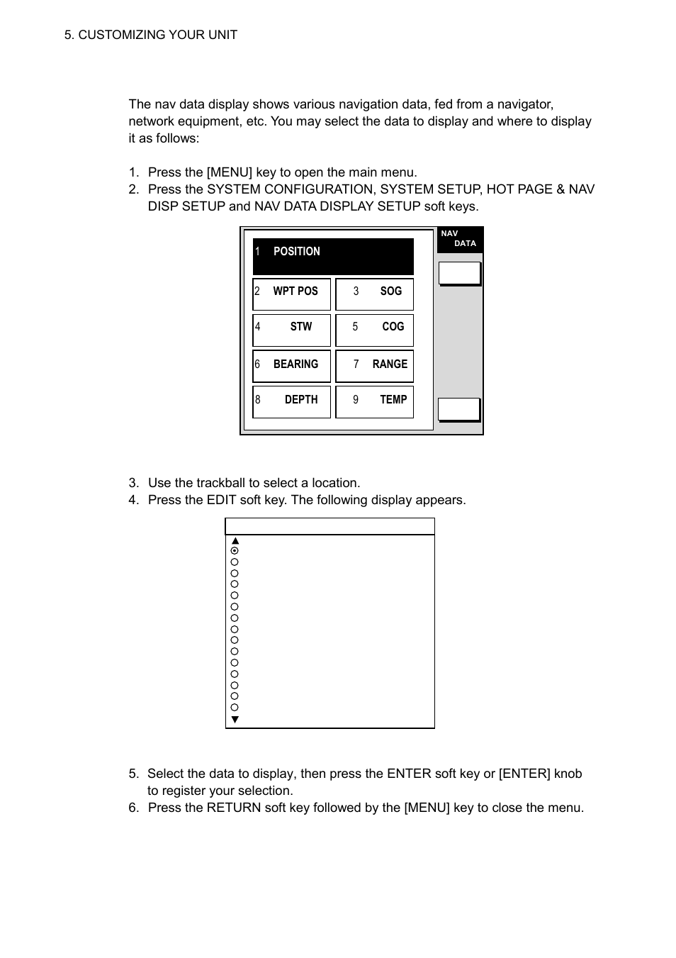 8 nav data display setup | Furuno NAVNET 1823C User Manual | Page 202 / 260