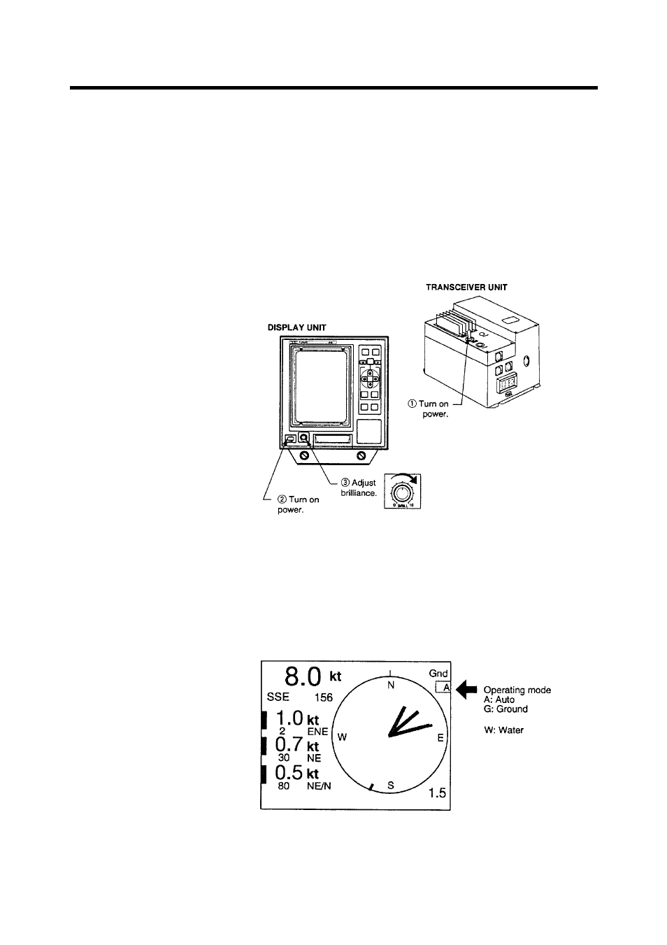 Operation, Basic operating procedure, Turning on the system | Selecting operating mode | Furuno CI-80 User Manual | Page 23 / 41