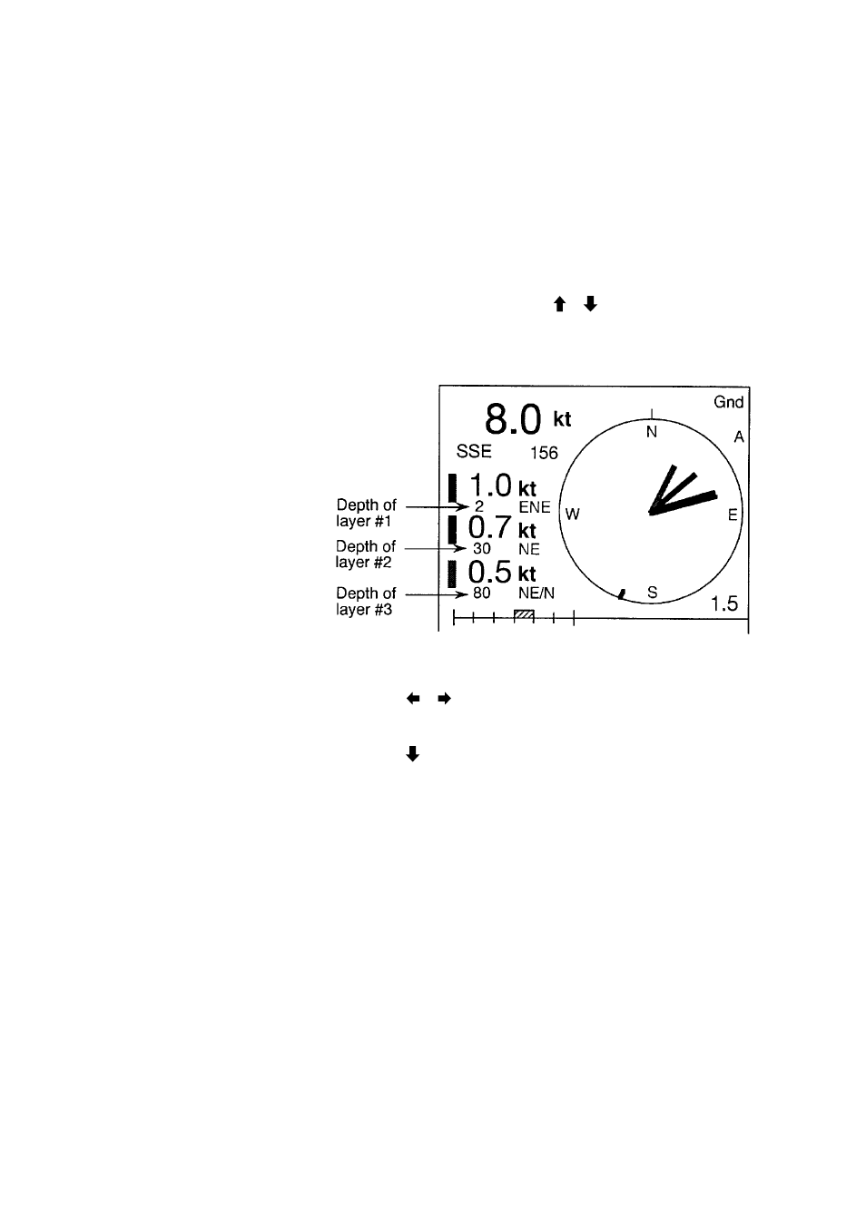 Setting tide measuring depths on the echo display, Selecting a layer, setting depth | Furuno CI-80 User Manual | Page 26 / 41