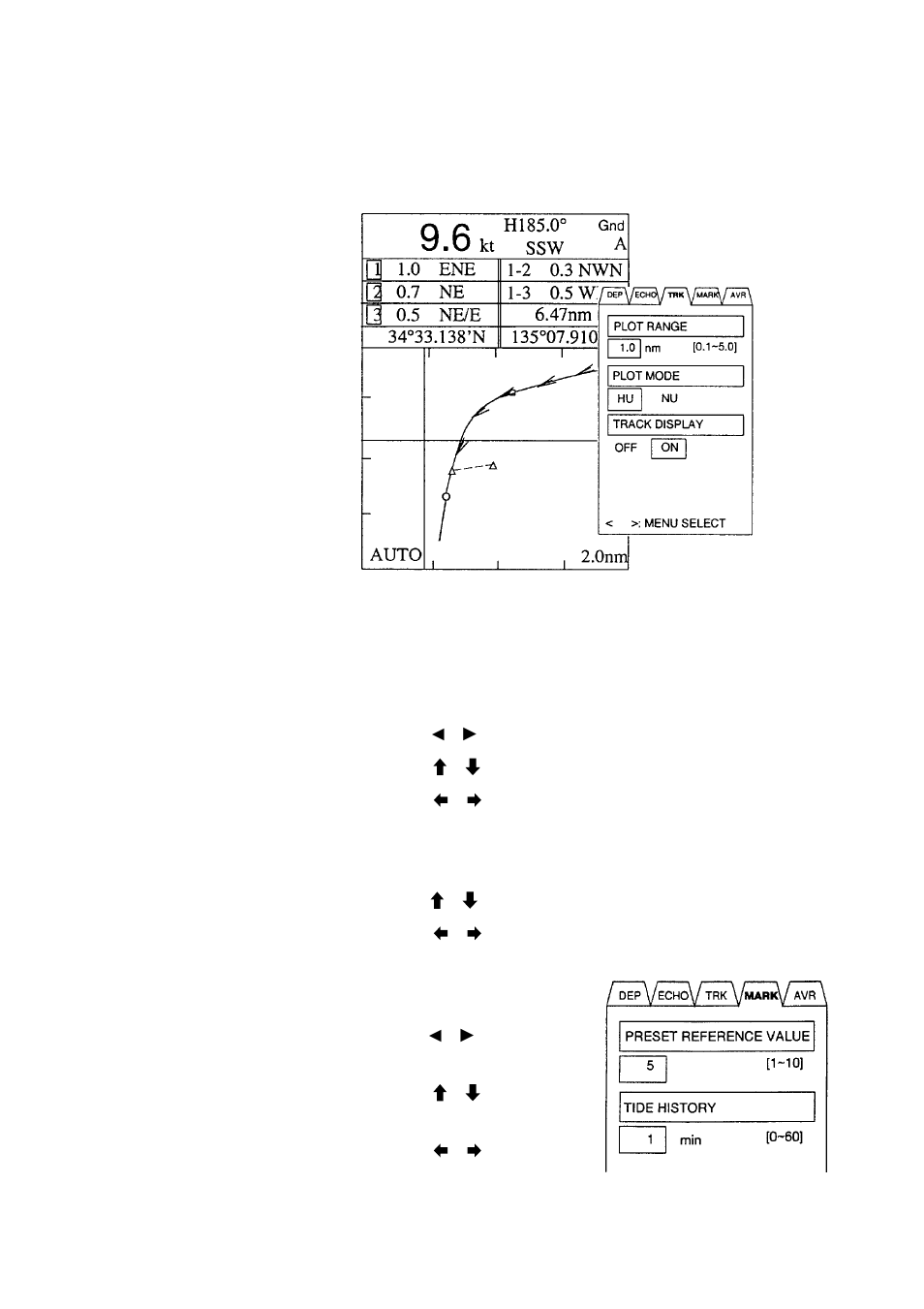 Setting up the course plot display, Setting the plot range, Setting plot orientation | Setting tide vector plotting interval | Furuno CI-80 User Manual | Page 28 / 41