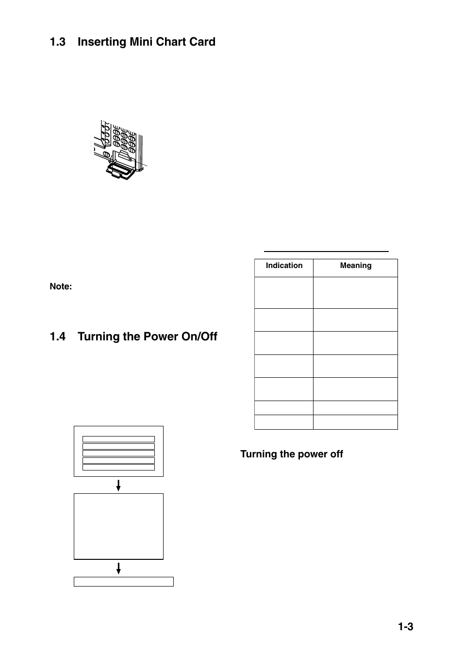 3 inserting mini chart card, 4 turning the power on/off, Turning the power off | Furuno GP-1850DF User Manual | Page 11 / 110