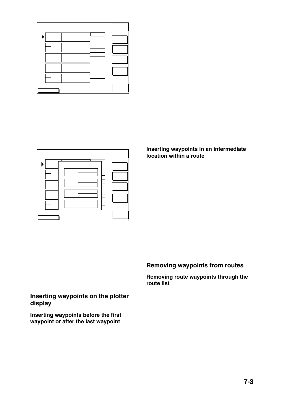 Inserting waypoints on the plotter display, Removing waypoints from routes | Furuno GP-1850DF User Manual | Page 51 / 110