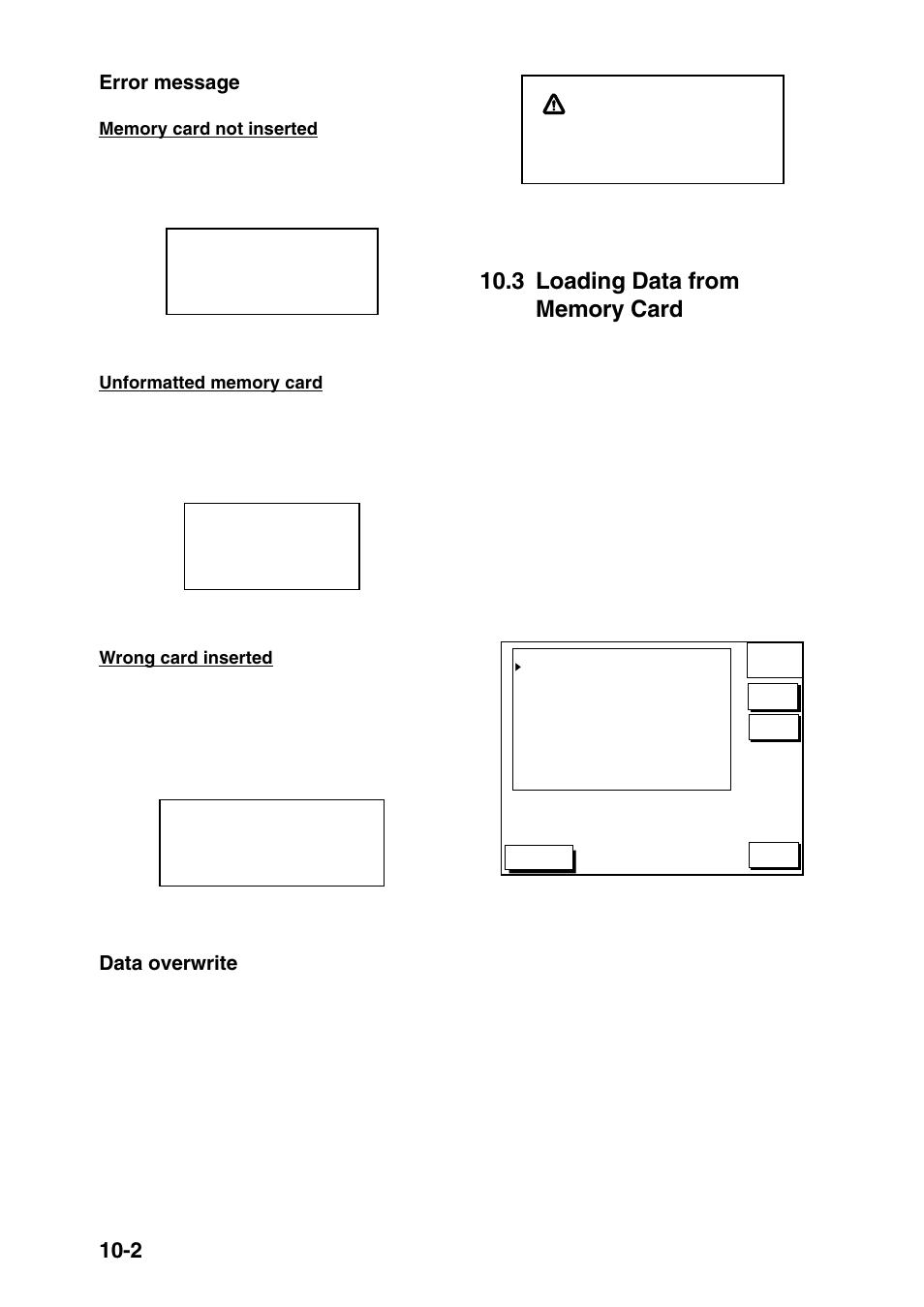 3 loading data from memory card, Error message, Data overwrite | Furuno GP-1850DF User Manual | Page 66 / 110