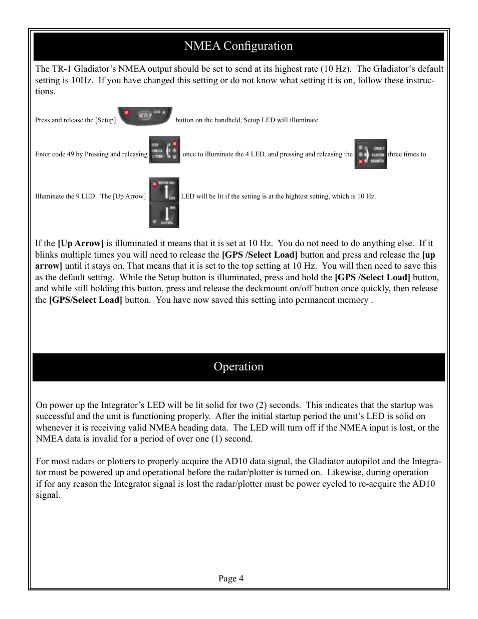 Nmea configuration, Operation | Furuno TR-1 User Manual | Page 4 / 4