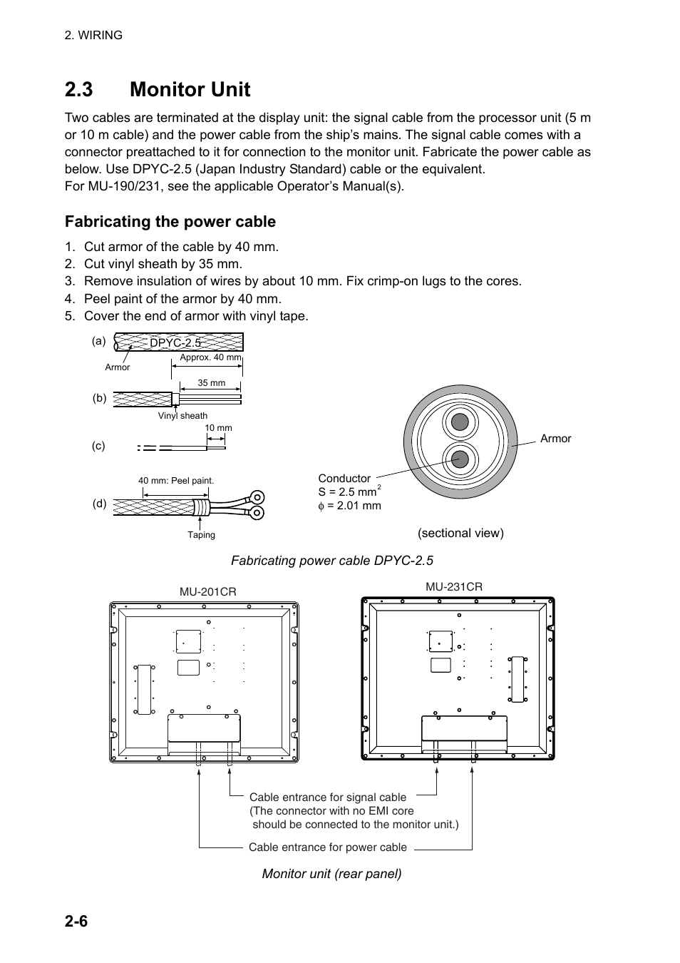3 monitor unit, Fabricating the power cable | Furuno FAR-2127 User Manual | Page 30 / 136