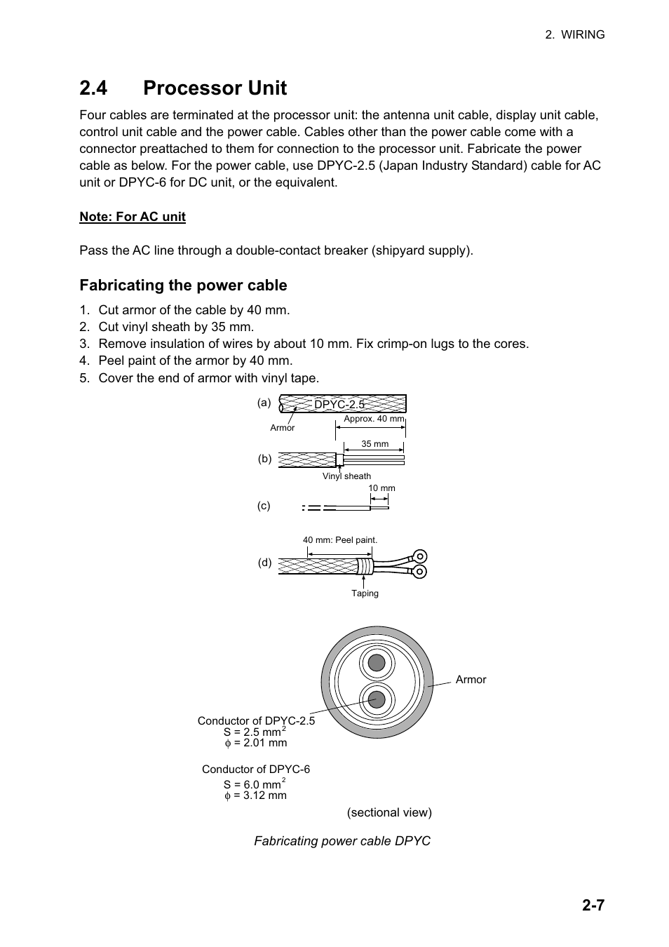 4 processor unit, Fabricating the power cable | Furuno FAR-2127 User Manual | Page 31 / 136