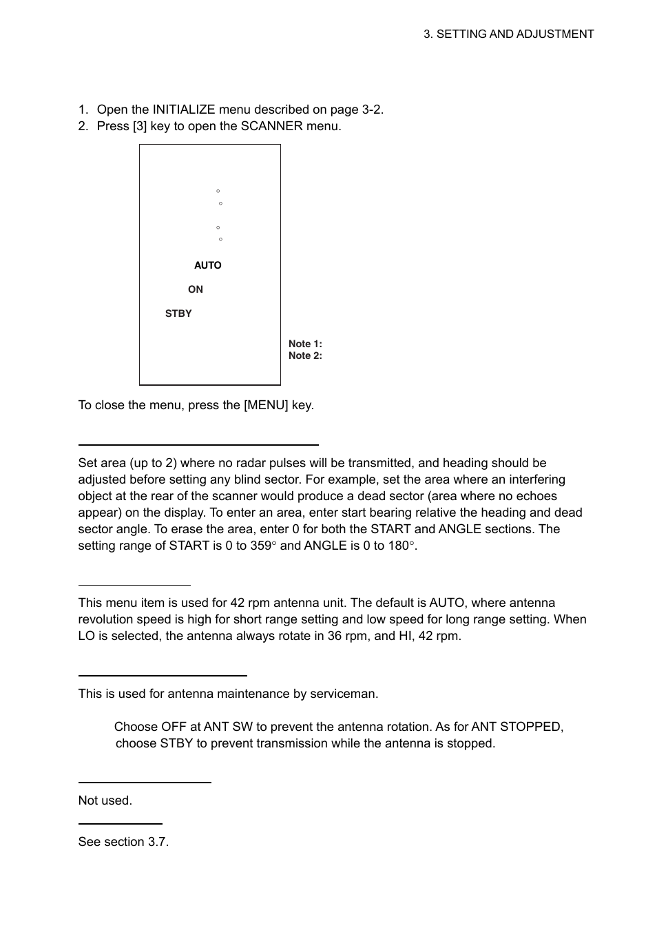 9 scanner setting | Furuno FAR-2127 User Manual | Page 47 / 136