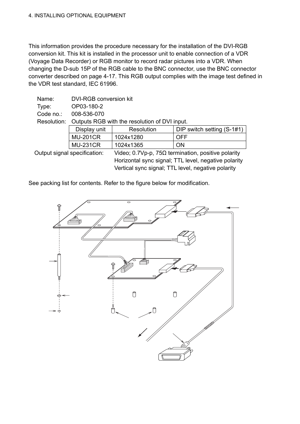 3 dvi-rgb conversion kit, 3 dvi-rgb conversion kit (for vdr connection) | Furuno FAR-2127 User Manual | Page 72 / 136
