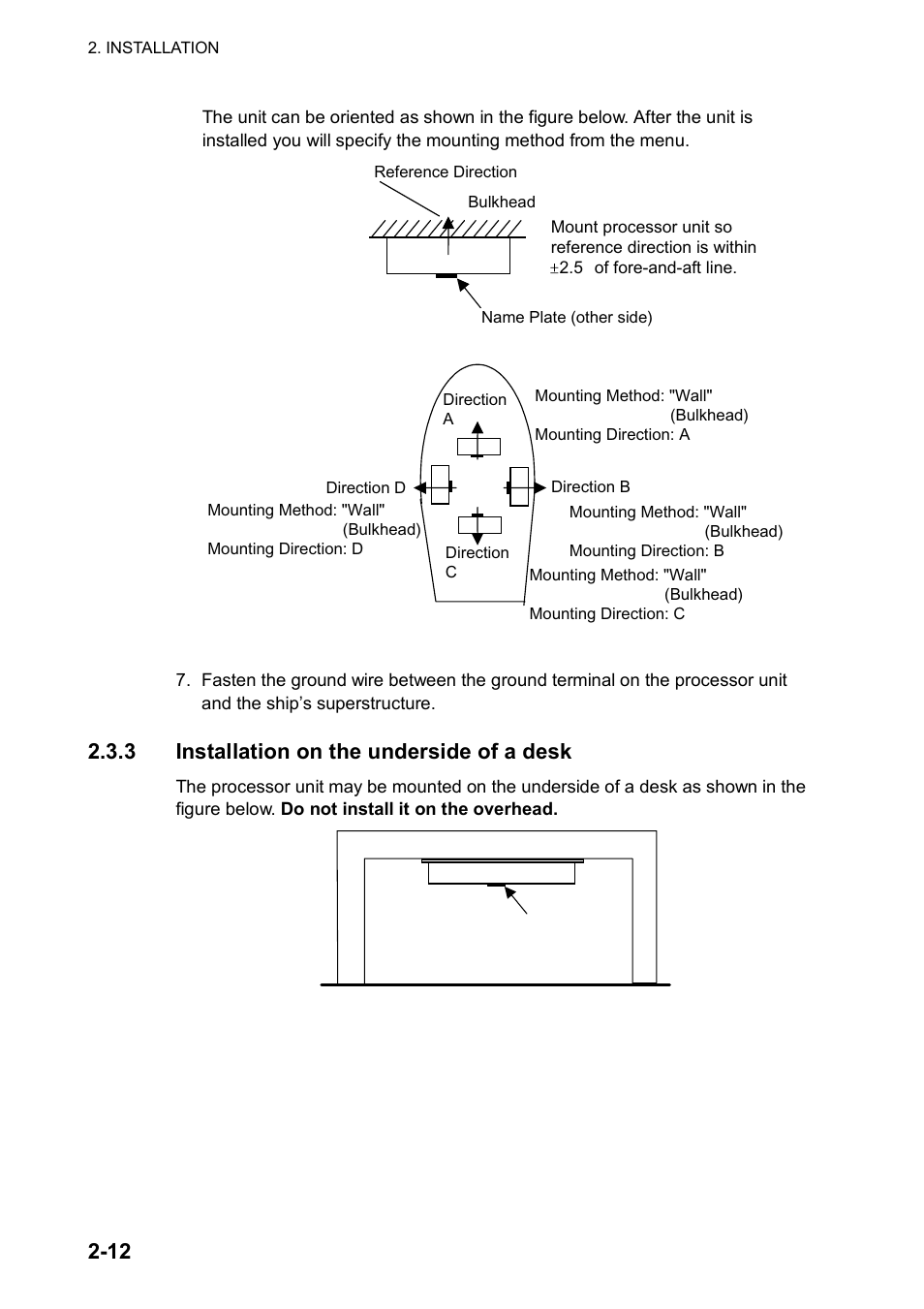 3 installation on the underside of a desk | Furuno SC-120 User Manual | Page 26 / 96