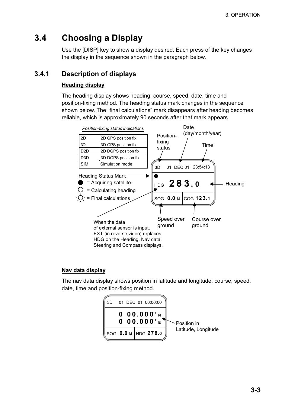 4 choosing a display, 1 description of displays | Furuno SC-120 User Manual | Page 41 / 96