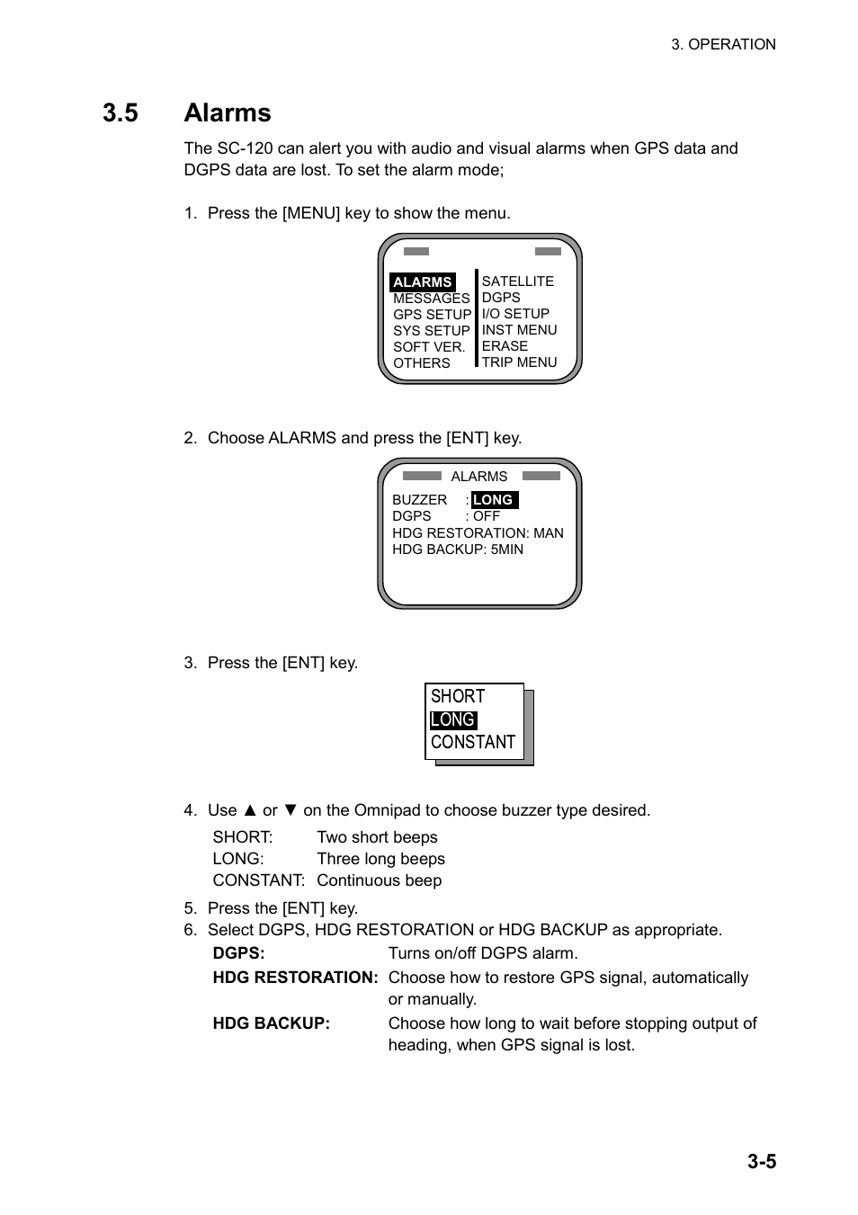 5 alarms | Furuno SC-120 User Manual | Page 43 / 96