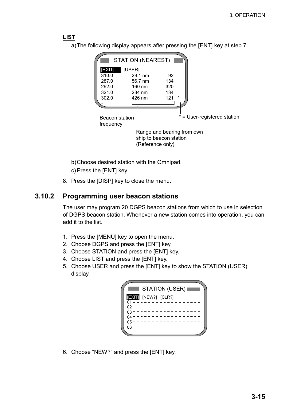 2 programming user beacon stations | Furuno SC-120 User Manual | Page 53 / 96