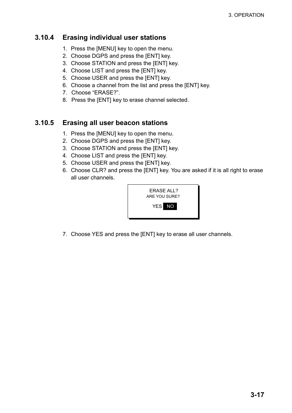 5 erasing all user beacon stations | Furuno SC-120 User Manual | Page 55 / 96