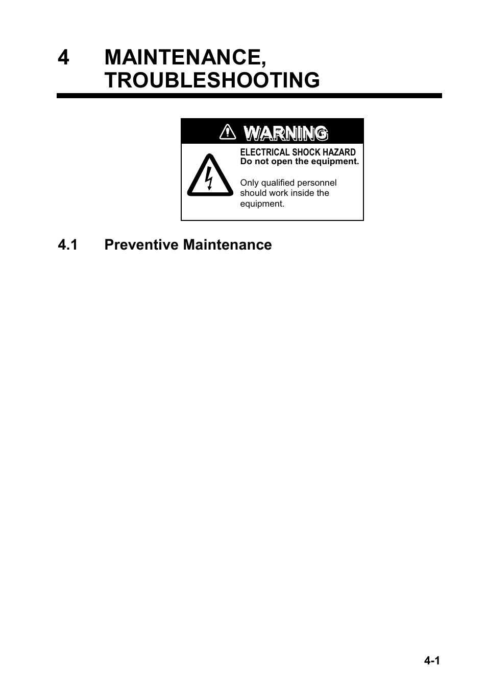 Maintenance, troubleshooting, 1 preventive maintenance, 4 maintenance, troubleshooting | Warning | Furuno SC-120 User Manual | Page 59 / 96