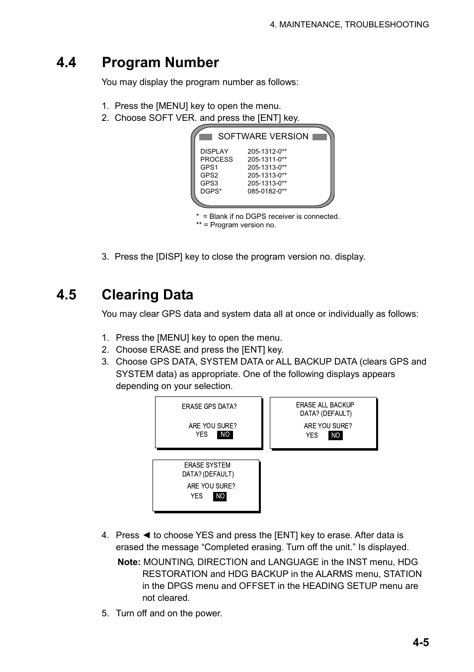 4 program number, 5 clearing data | Furuno SC-120 User Manual | Page 63 / 96