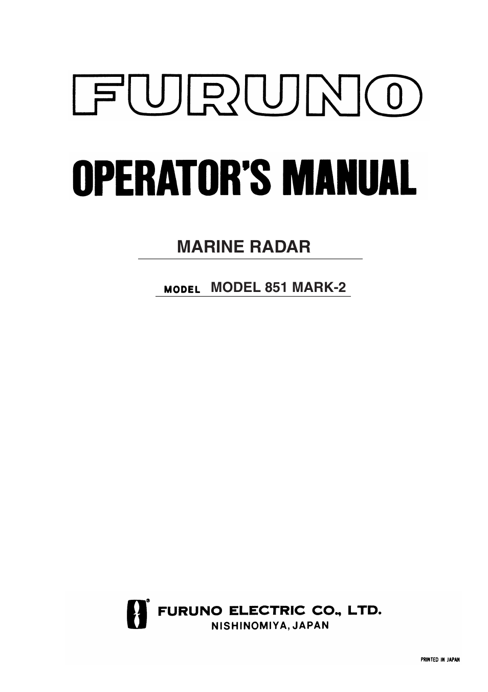 Furuno 851 MARK-2 User Manual | 47 pages