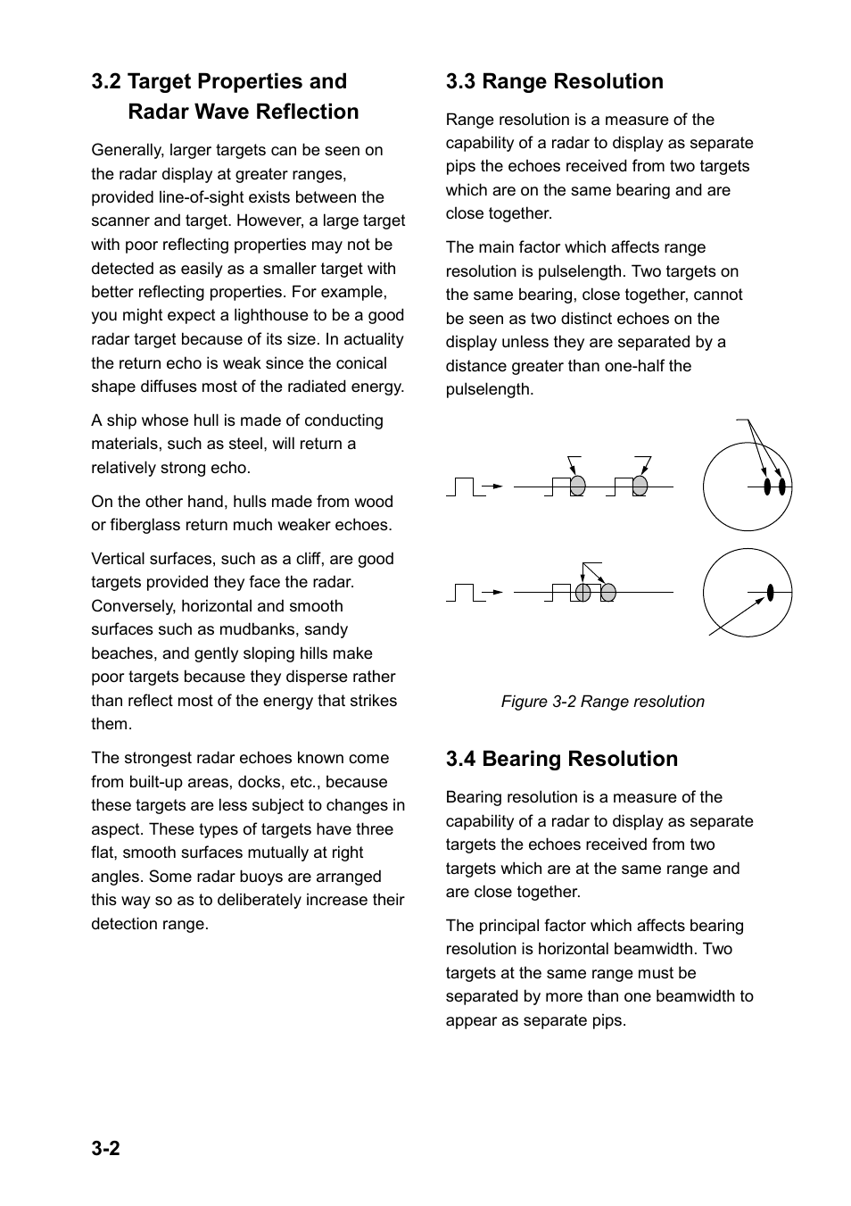 2 target properties and radar wave reflection, 3 range resolution, 4 bearing resolution | Furuno 851 MARK-2 User Manual | Page 32 / 47